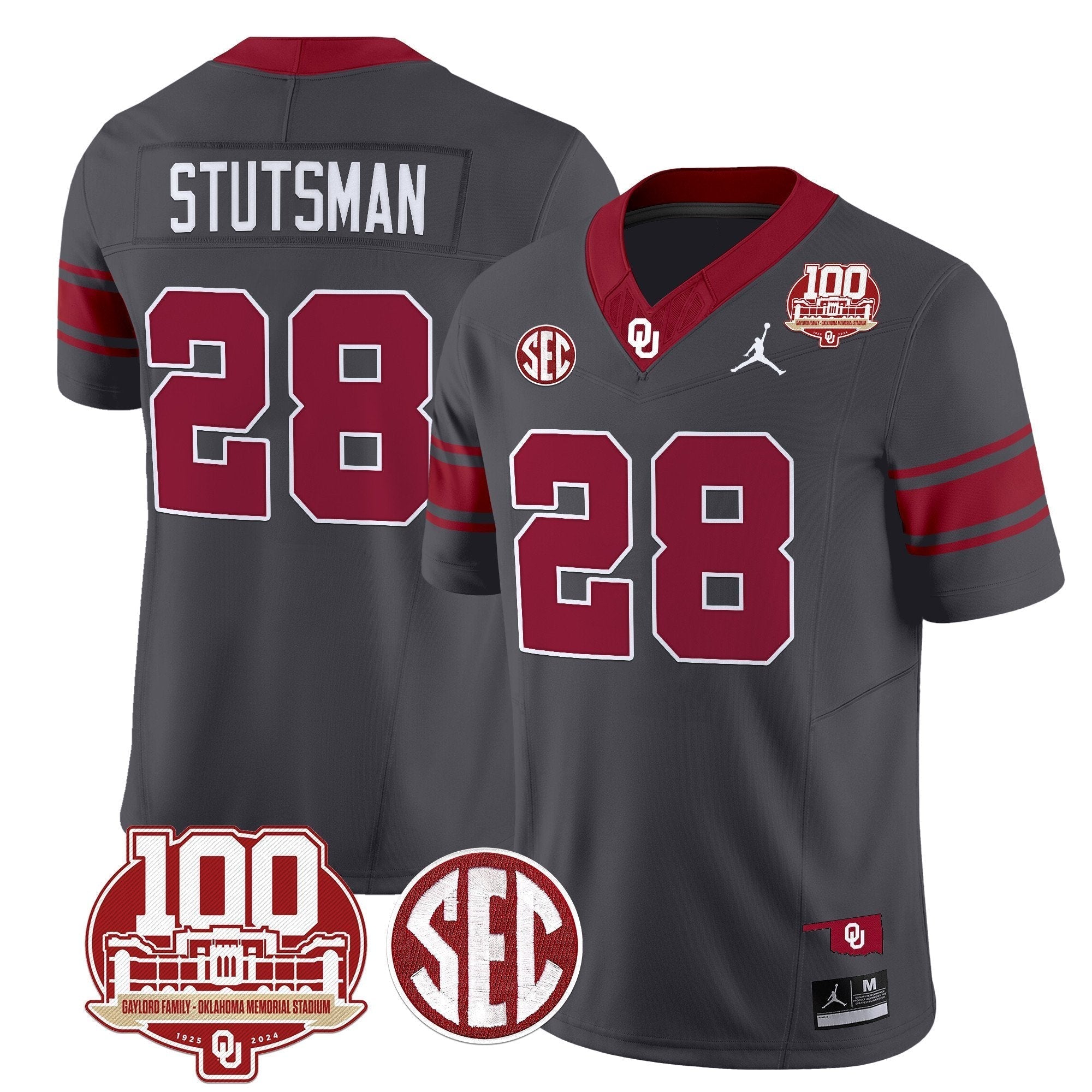 Men Oklahoma Sooners 100th Anniversary Patch Vapor Limited Jersey - All Stitched