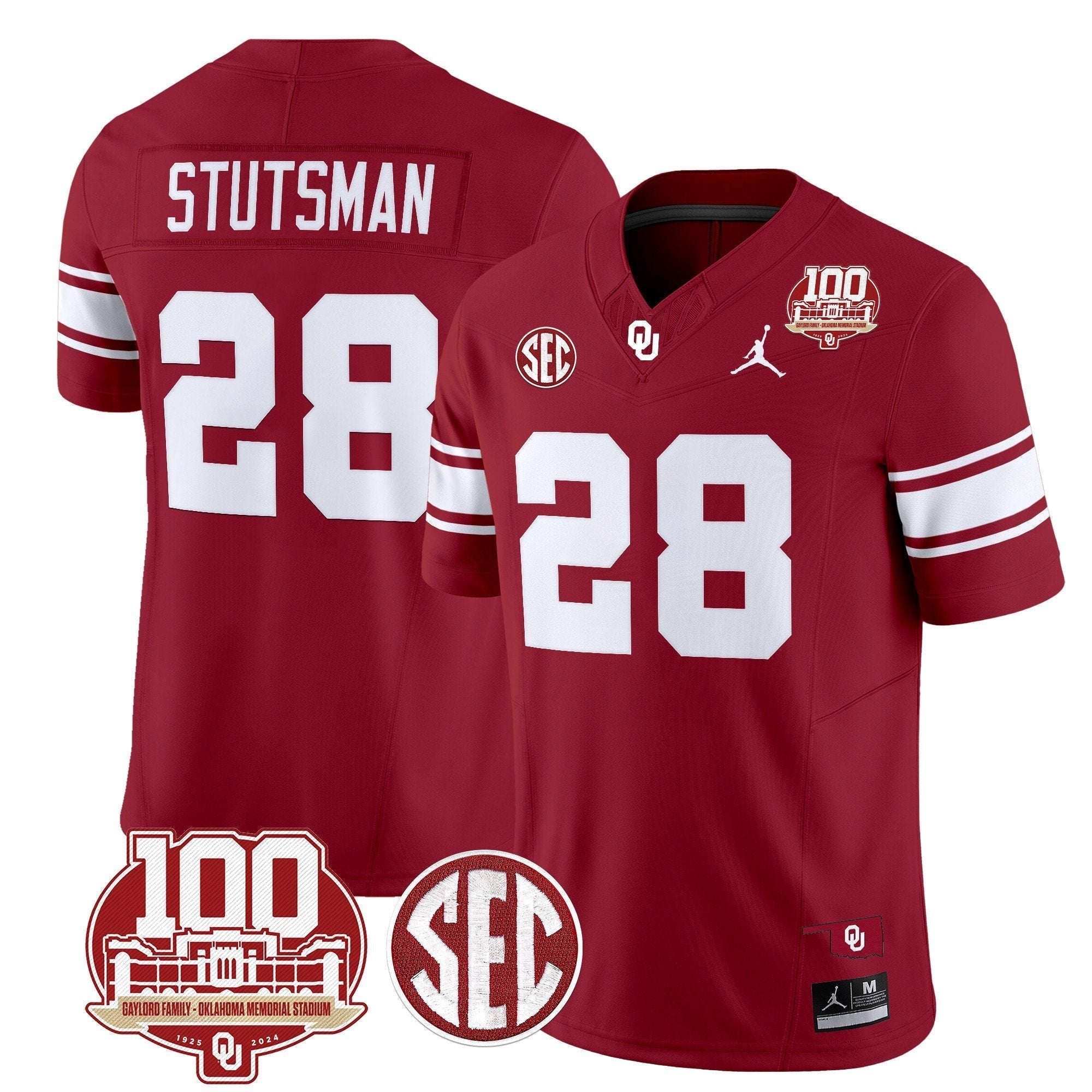 Men Oklahoma Sooners 100th Anniversary Patch Vapor Limited Jersey - All Stitched