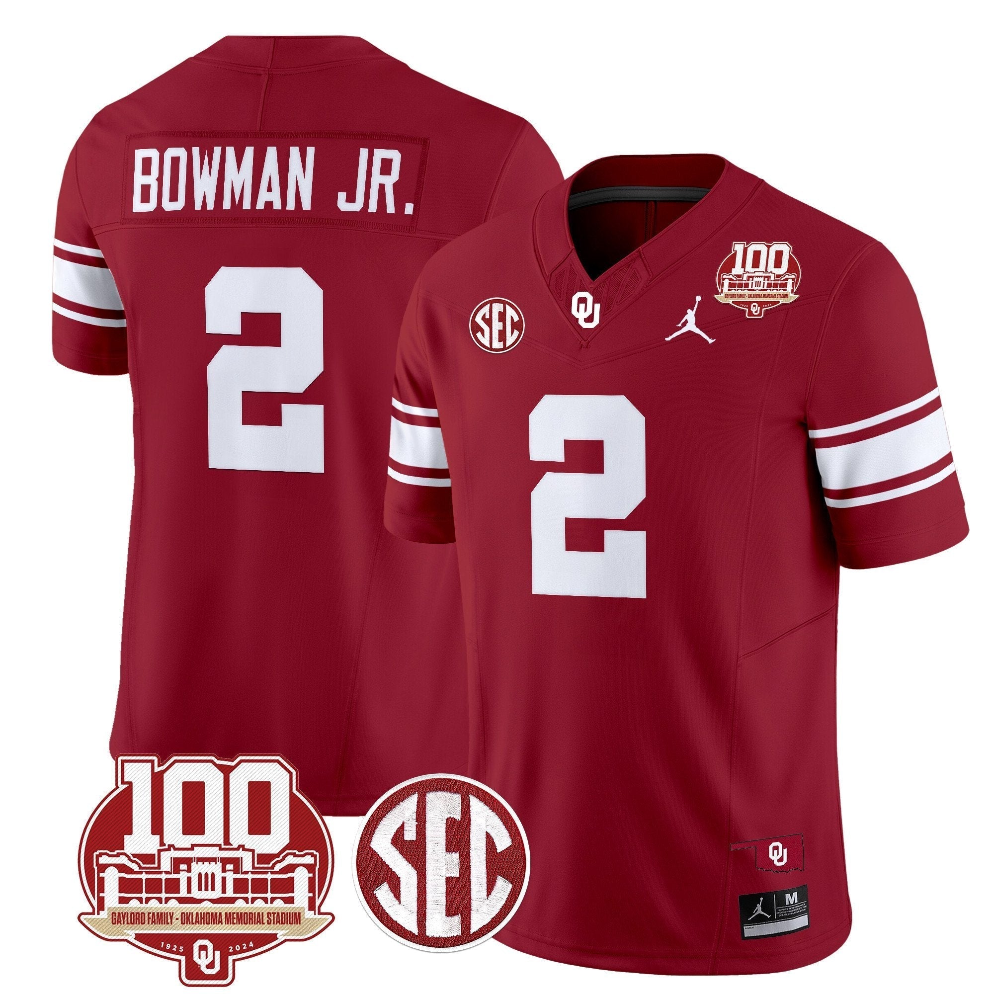 Men Oklahoma Sooners 100th Anniversary Patch Vapor Limited Jersey - All Stitched