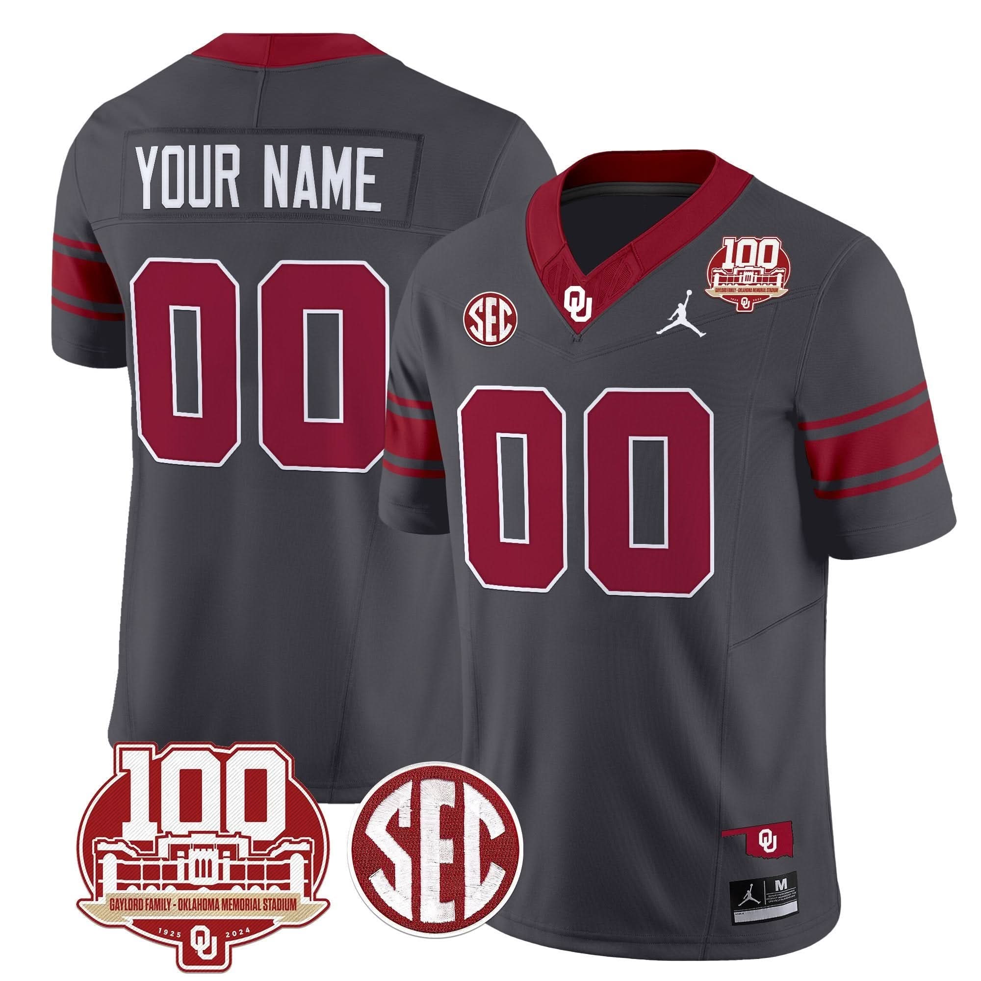 Custom Oklahoma Sooners Jersey 100th Anniversary Patch Vapor Limited Stitched