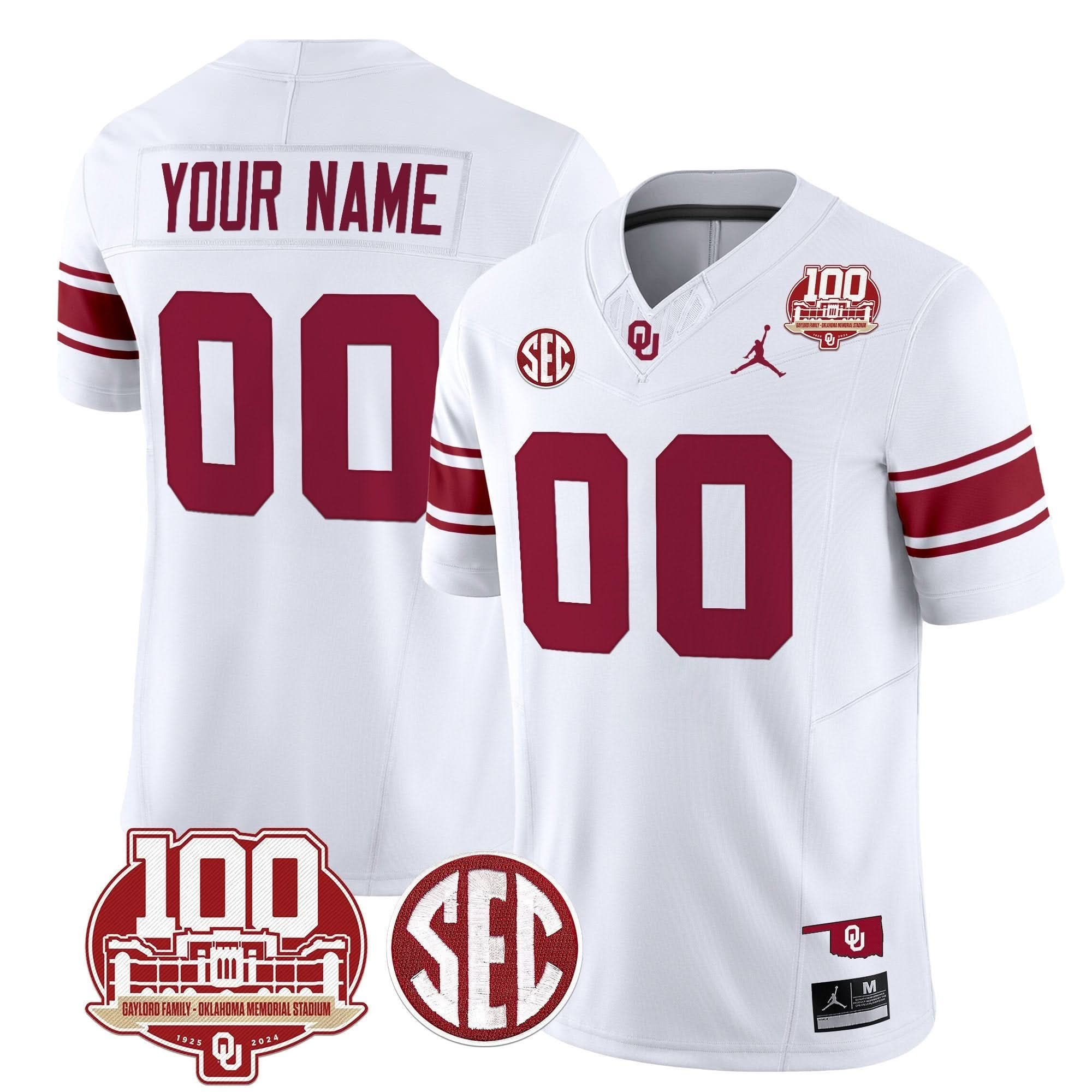 Custom Oklahoma Sooners Jersey 100th Anniversary Patch Vapor Limited Stitched