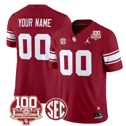 Custom Oklahoma Sooners Jersey 100th Anniversary Patch Vapor Limited Stitched