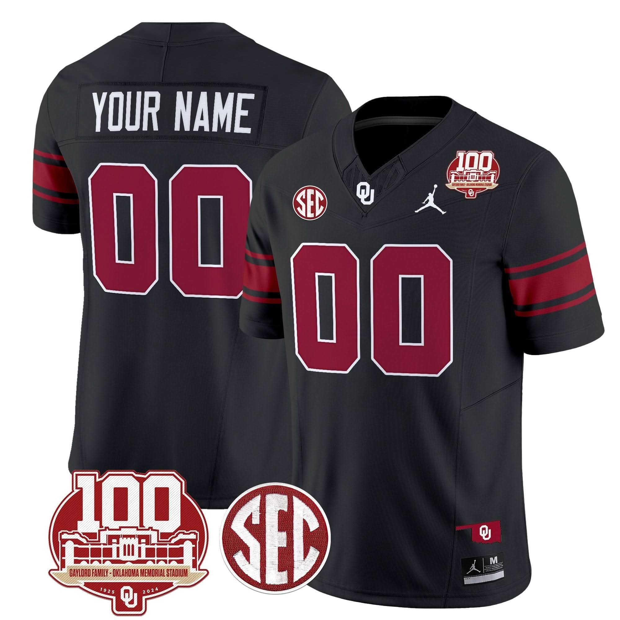 Custom Oklahoma Sooners Jersey 100th Anniversary Patch Vapor Limited Stitched