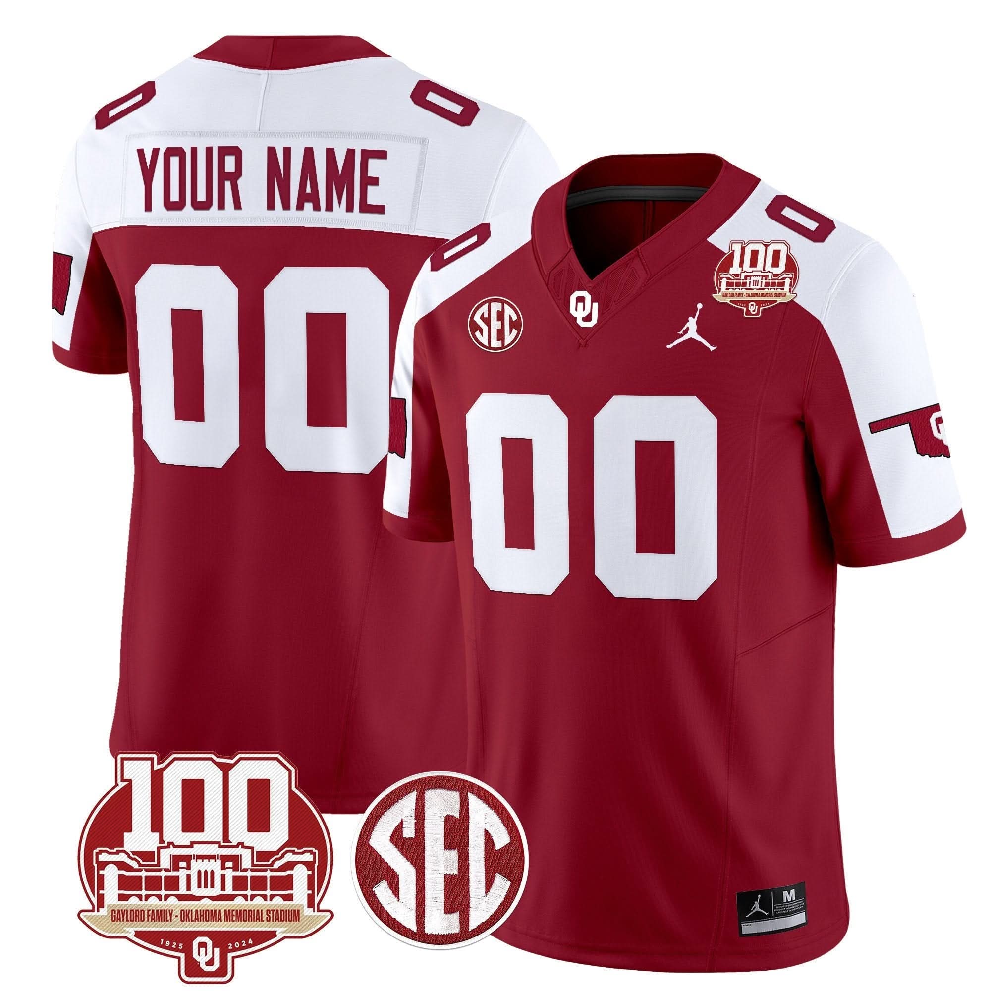 Custom Oklahoma Sooners Jersey 100th Anniversary Patch Vapor Limited Stitched
