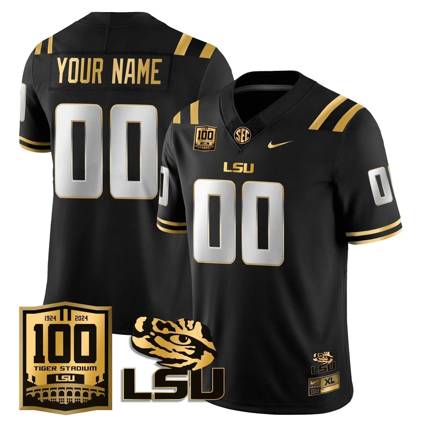 Custom LSU Tigers Football 2024 Vapor Jersey - 100th Tigers Stadium