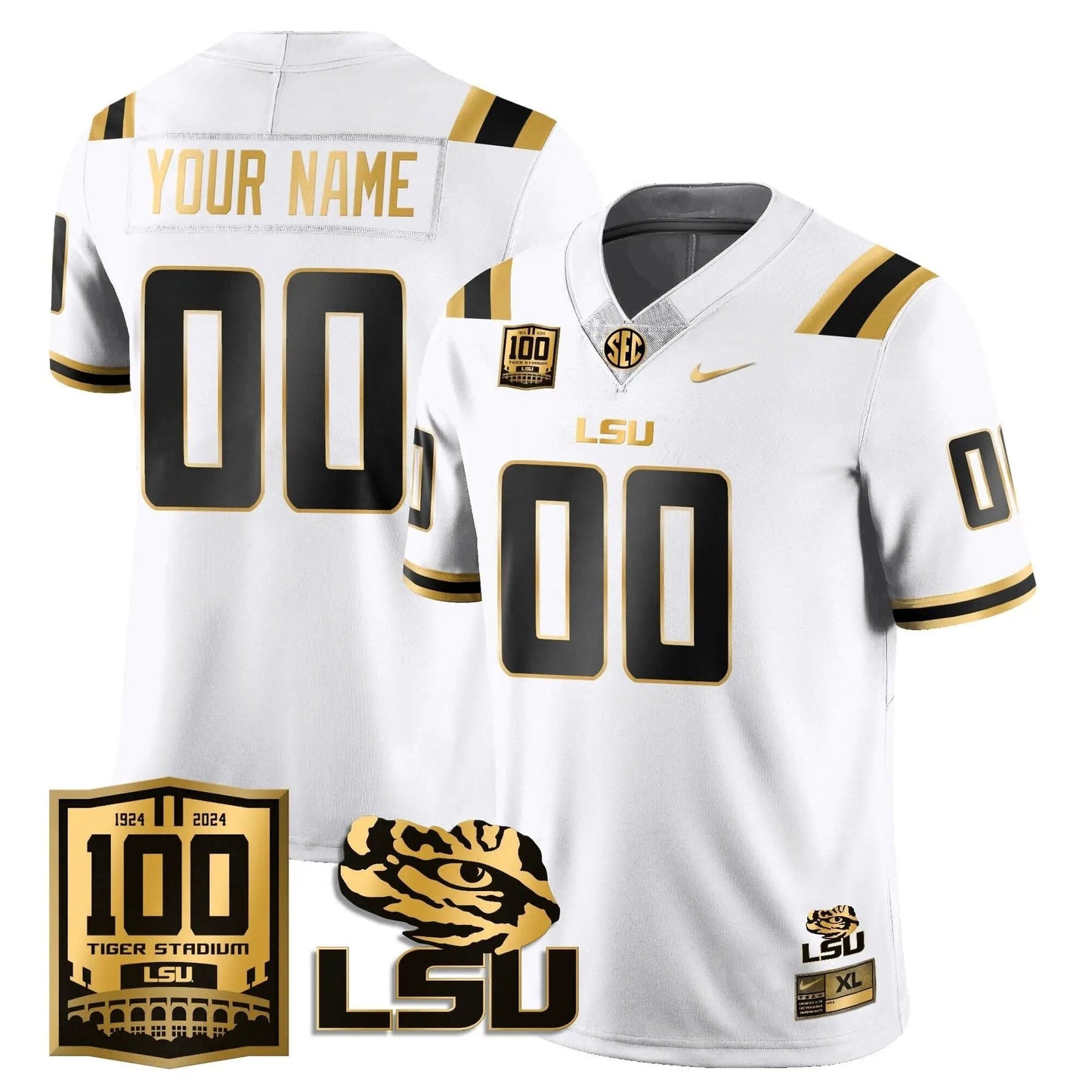 Custom LSU Tigers Football 2024 Vapor Jersey - 100th Tigers Stadium