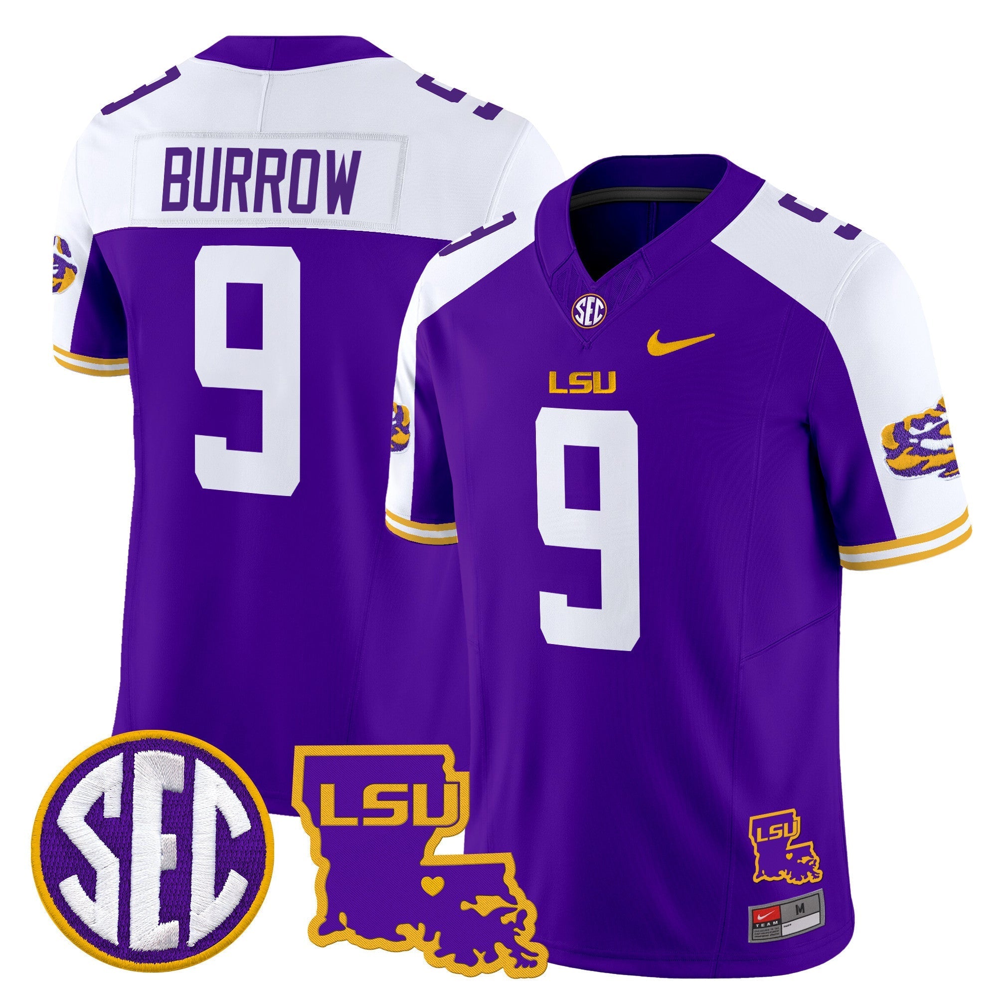 LSU Tigers 2025 Louisiana Patch Vapor Limited Jersey - All Stitched