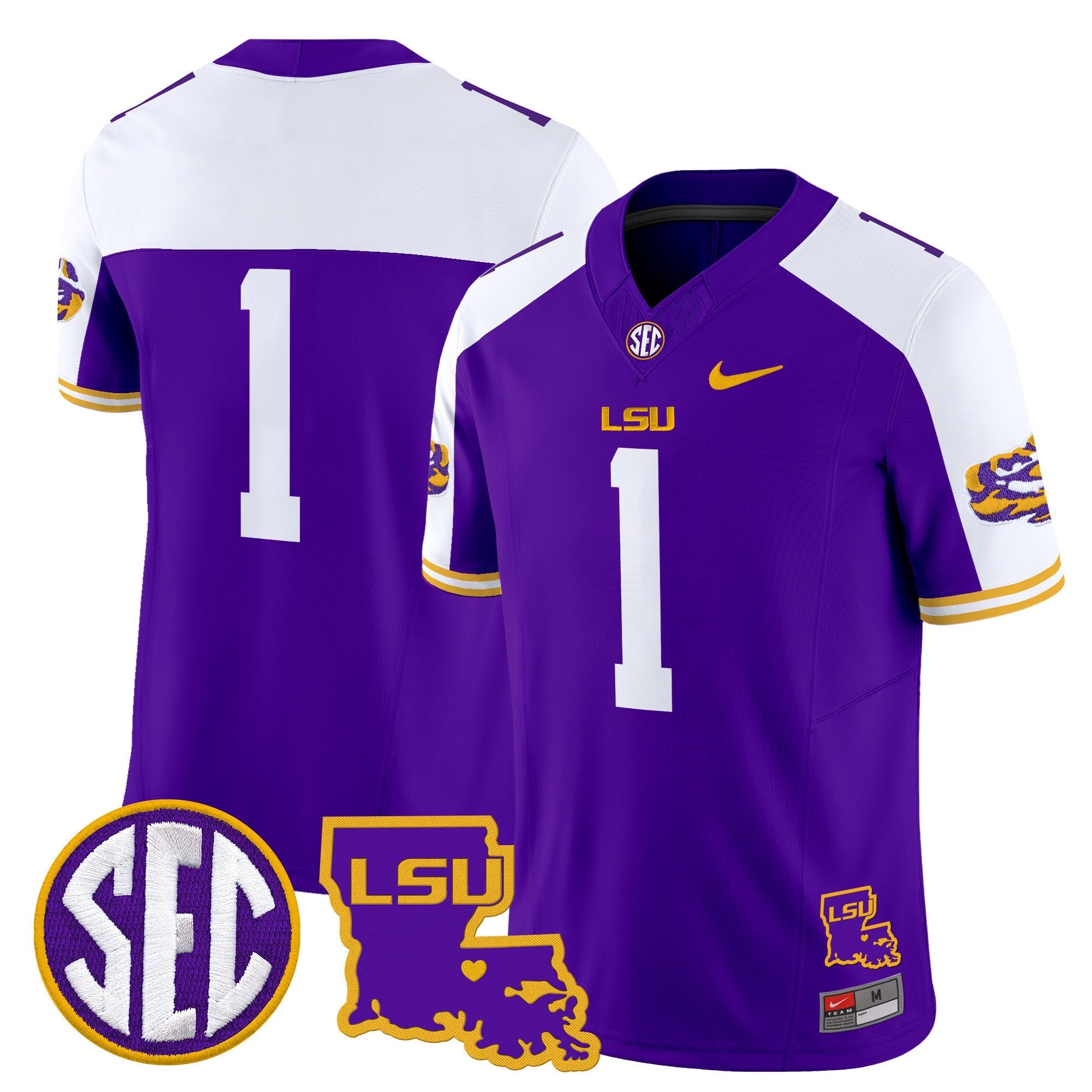 LSU Tigers 2025 Louisiana Patch Vapor Limited Jersey - All Stitched