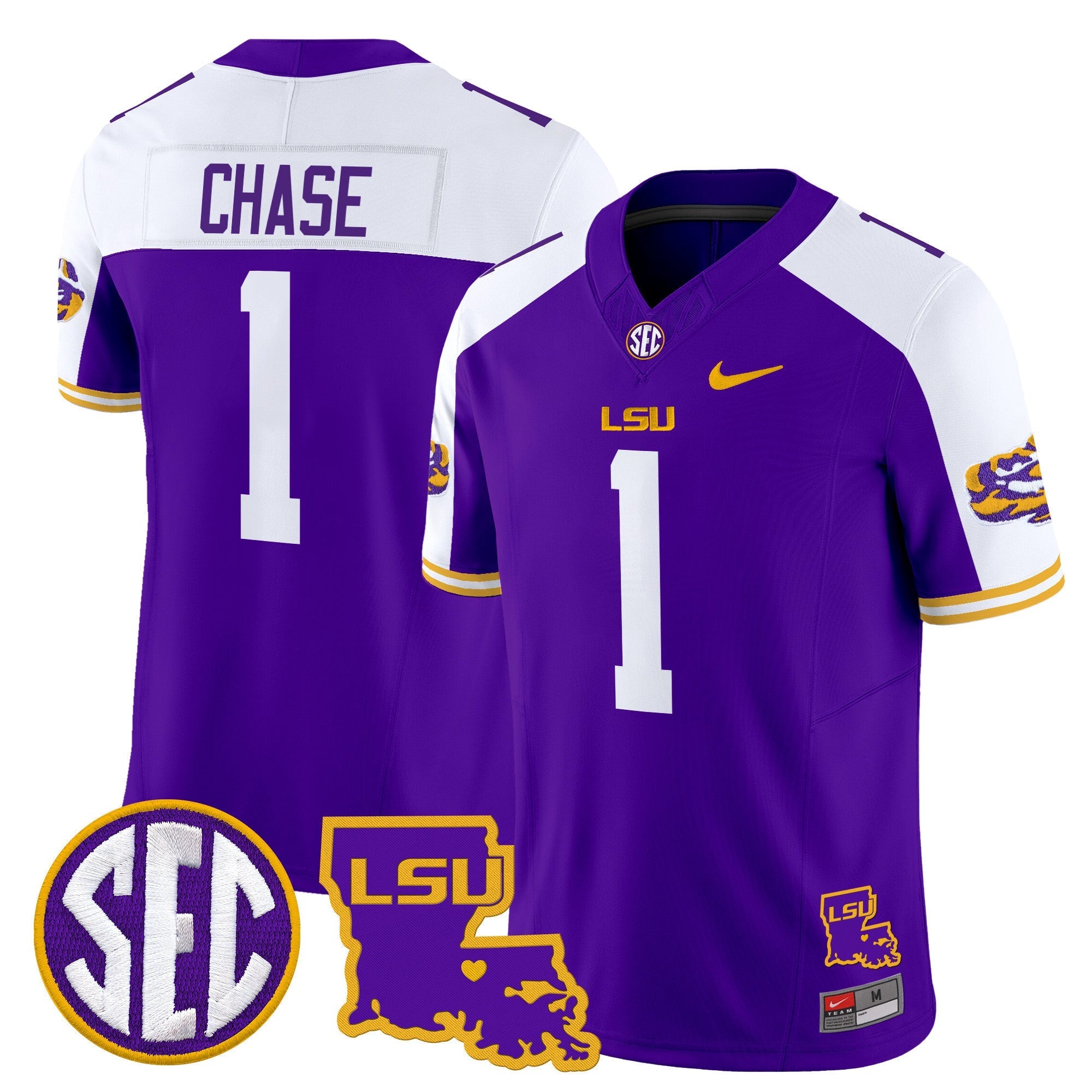 LSU Tigers 2025 Louisiana Patch Vapor Limited Jersey - All Stitched