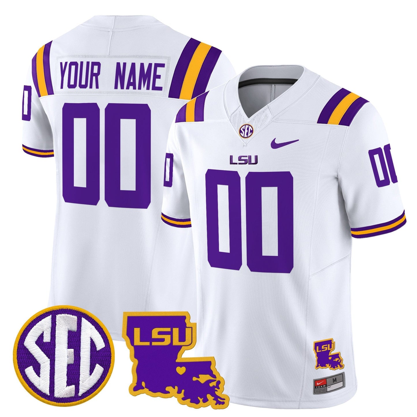 Custom LSU Tigers 2024 Louisiana Patch Vapor Limited Jersey - All Stitched