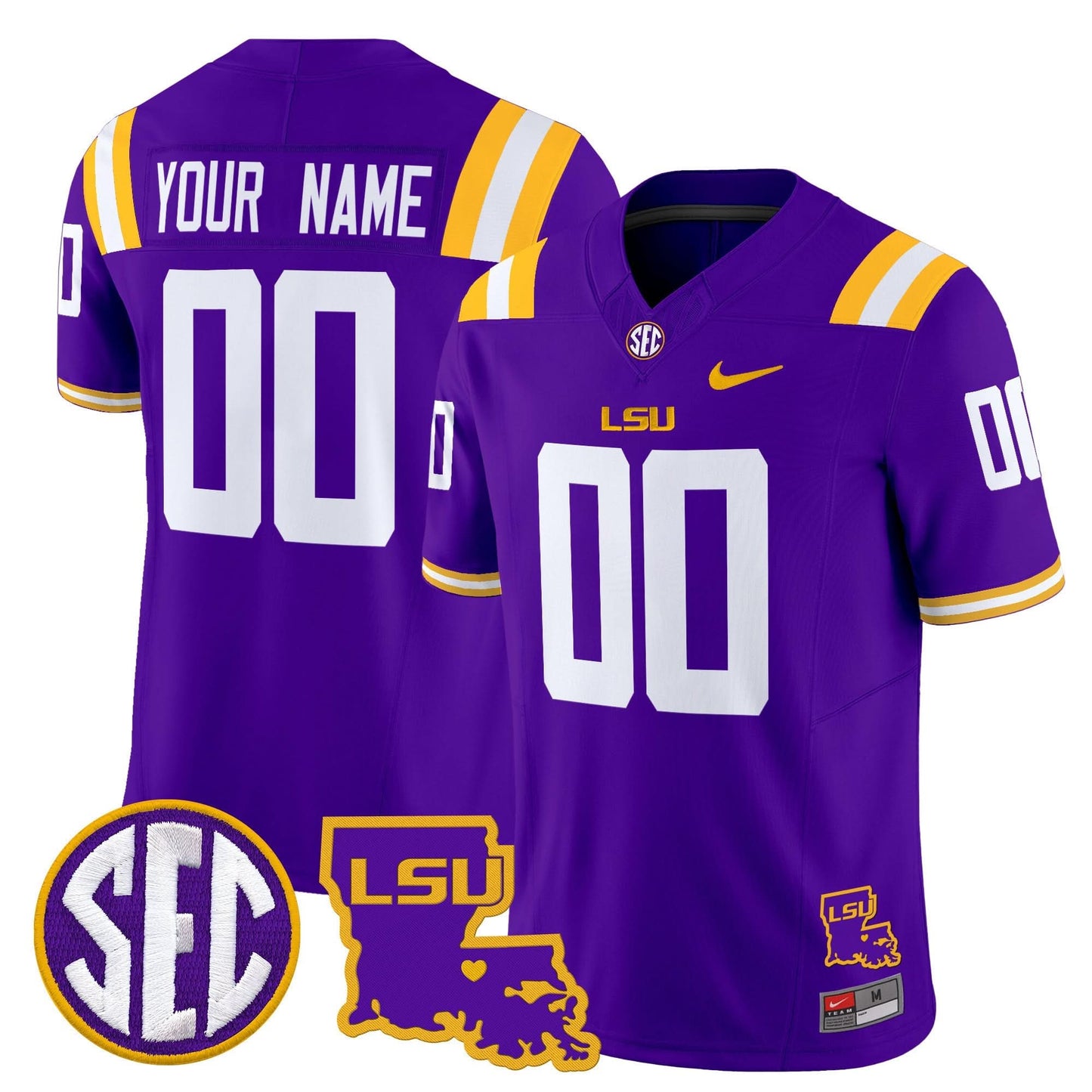 Custom LSU Tigers Jersey 2025 Louisiana Patch Vapor Limited - All Stitched