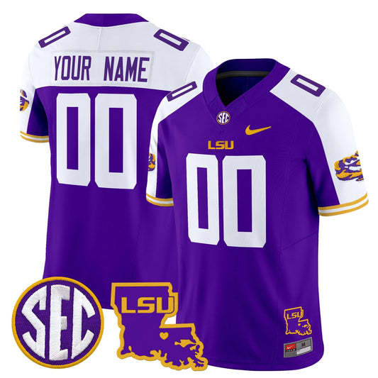 Custom LSU Tigers 2024 Louisiana Patch Vapor Limited Jersey - All Stitched