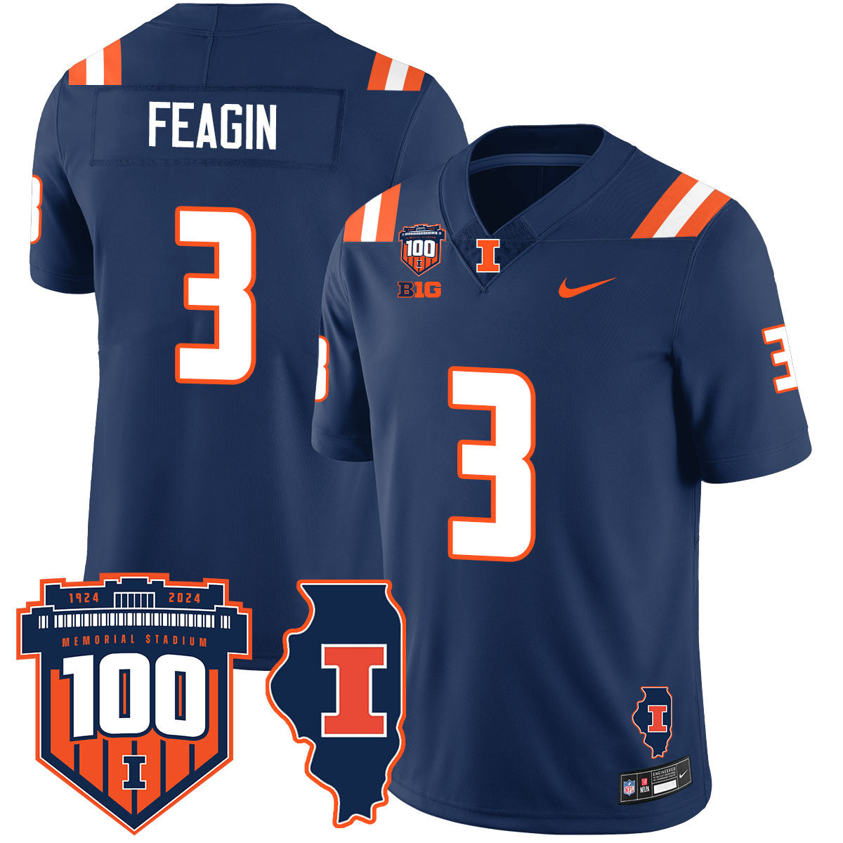 Men Illinois Football Vapor Jersey - All Stitched