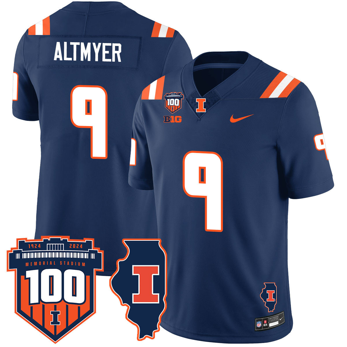 Men Illinois Football Vapor Jersey - All Stitched