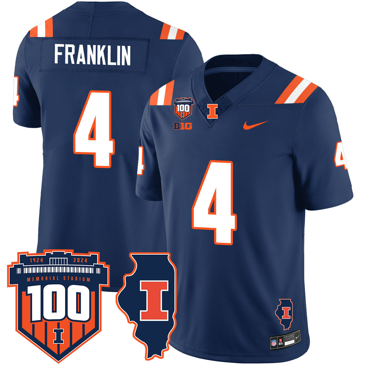 Men Illinois Football Vapor Jersey - All Stitched