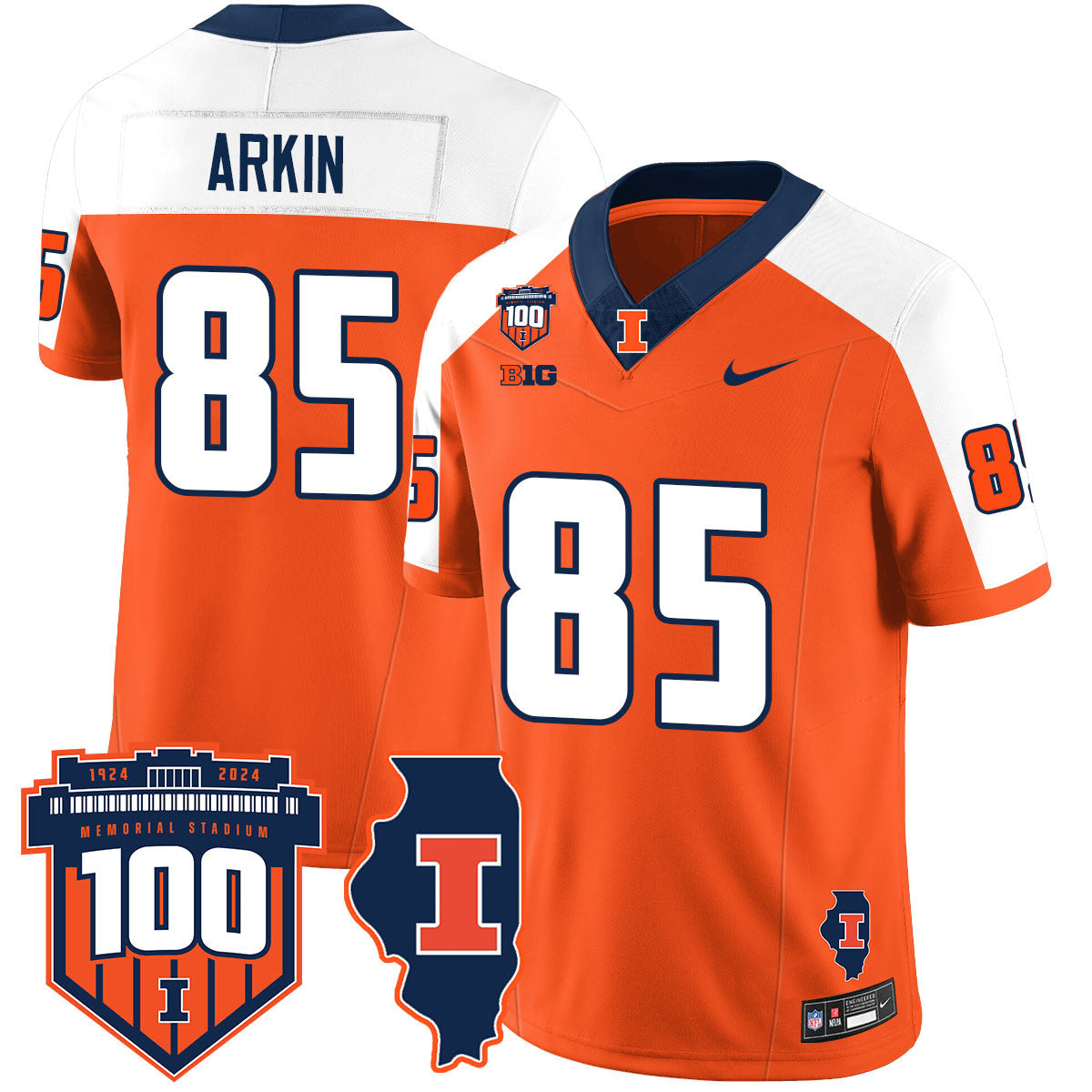 Men Illinois Football Vapor Jersey - All Stitched