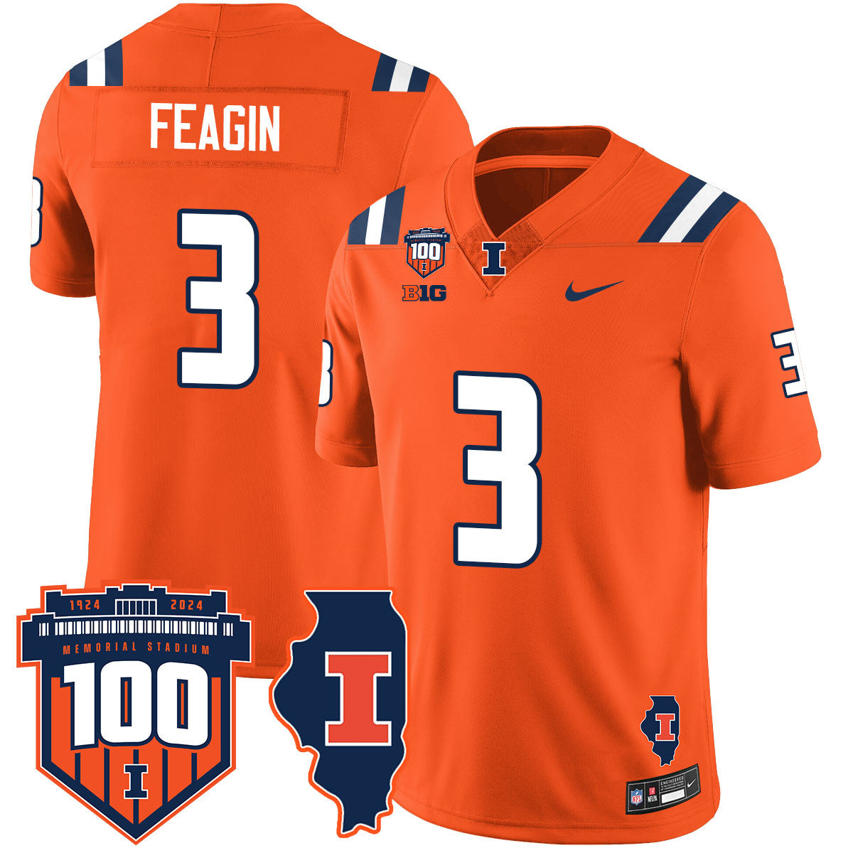Men Illinois Football Vapor Jersey - All Stitched