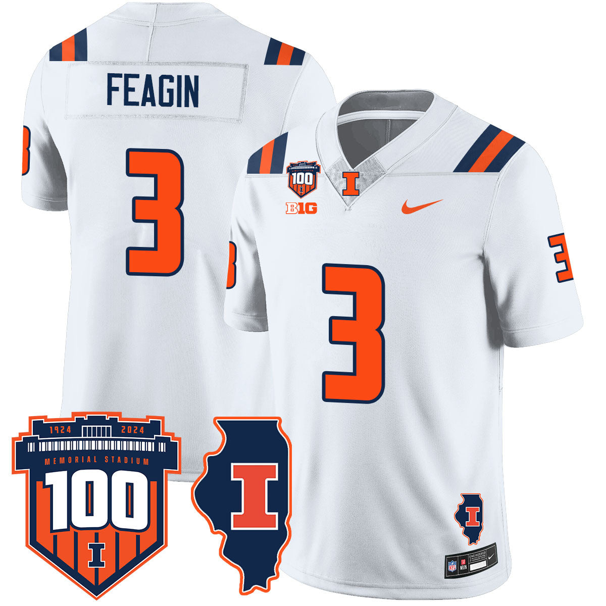 Men Illinois Football Vapor Jersey - All Stitched
