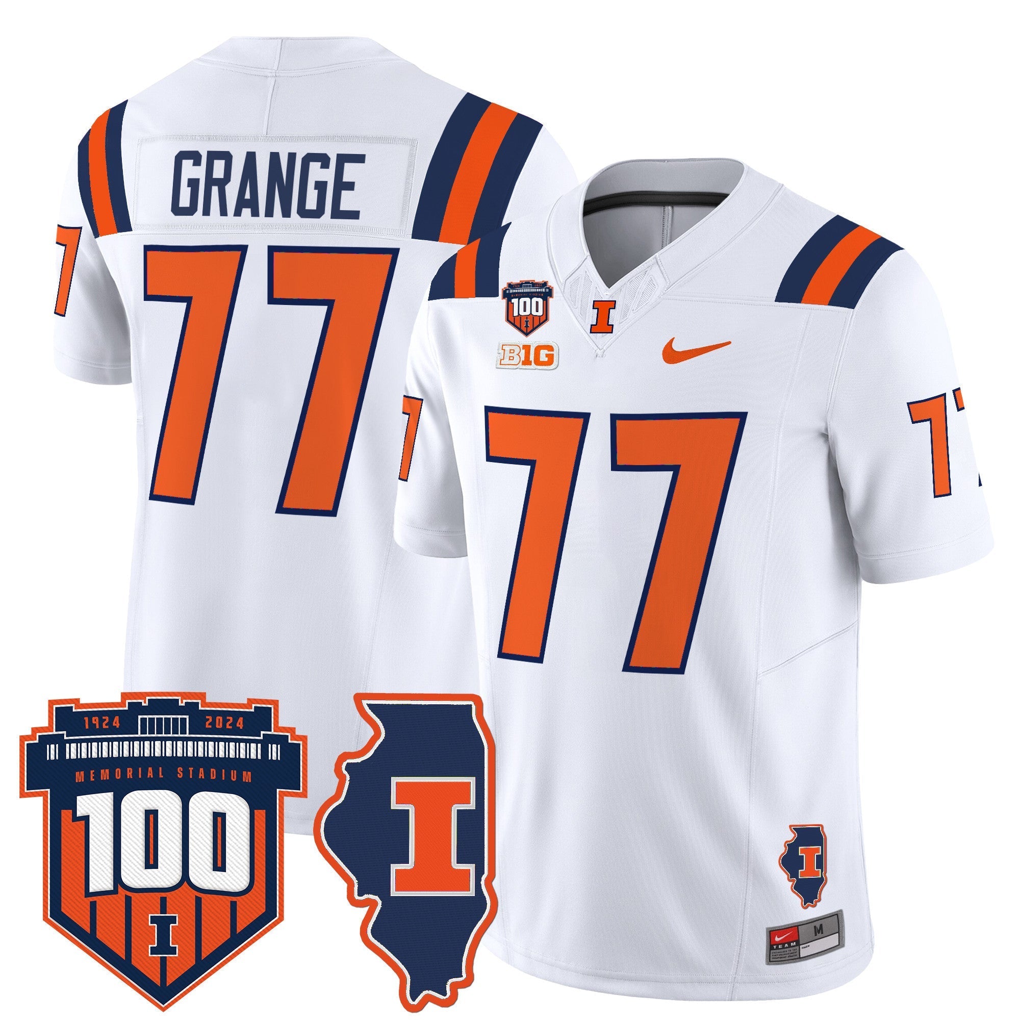 Illinois Fighting Illini 100th Memorial Stadium Patch Vapor Limited Jersey - All Stitched