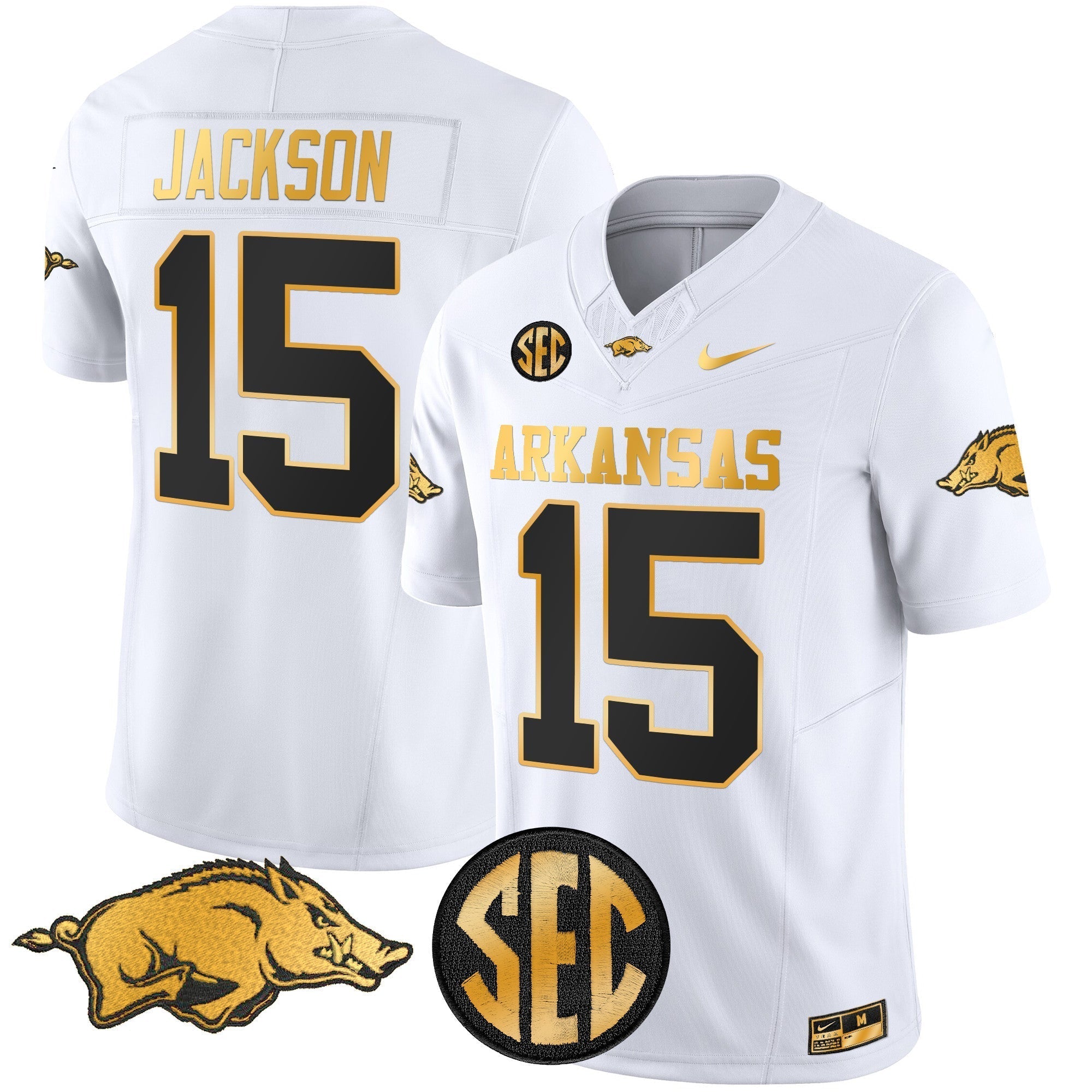 Men Arkansas Razorbacks Gold Vapor Limited Jersey - All Stitched