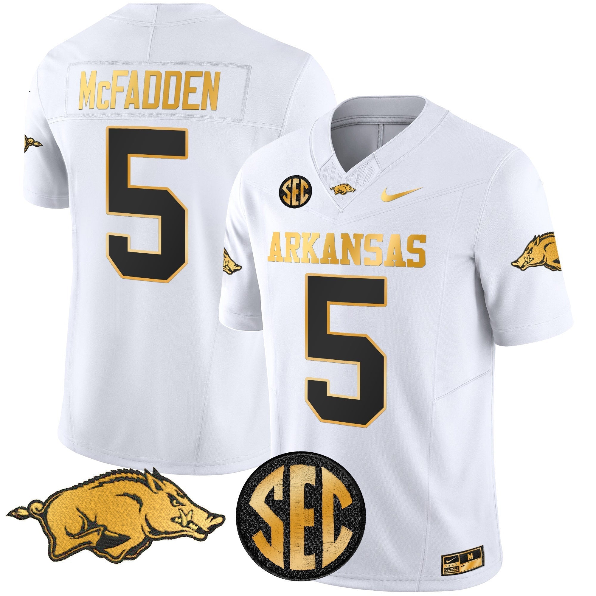Men Arkansas Razorbacks Gold Vapor Limited Jersey - All Stitched