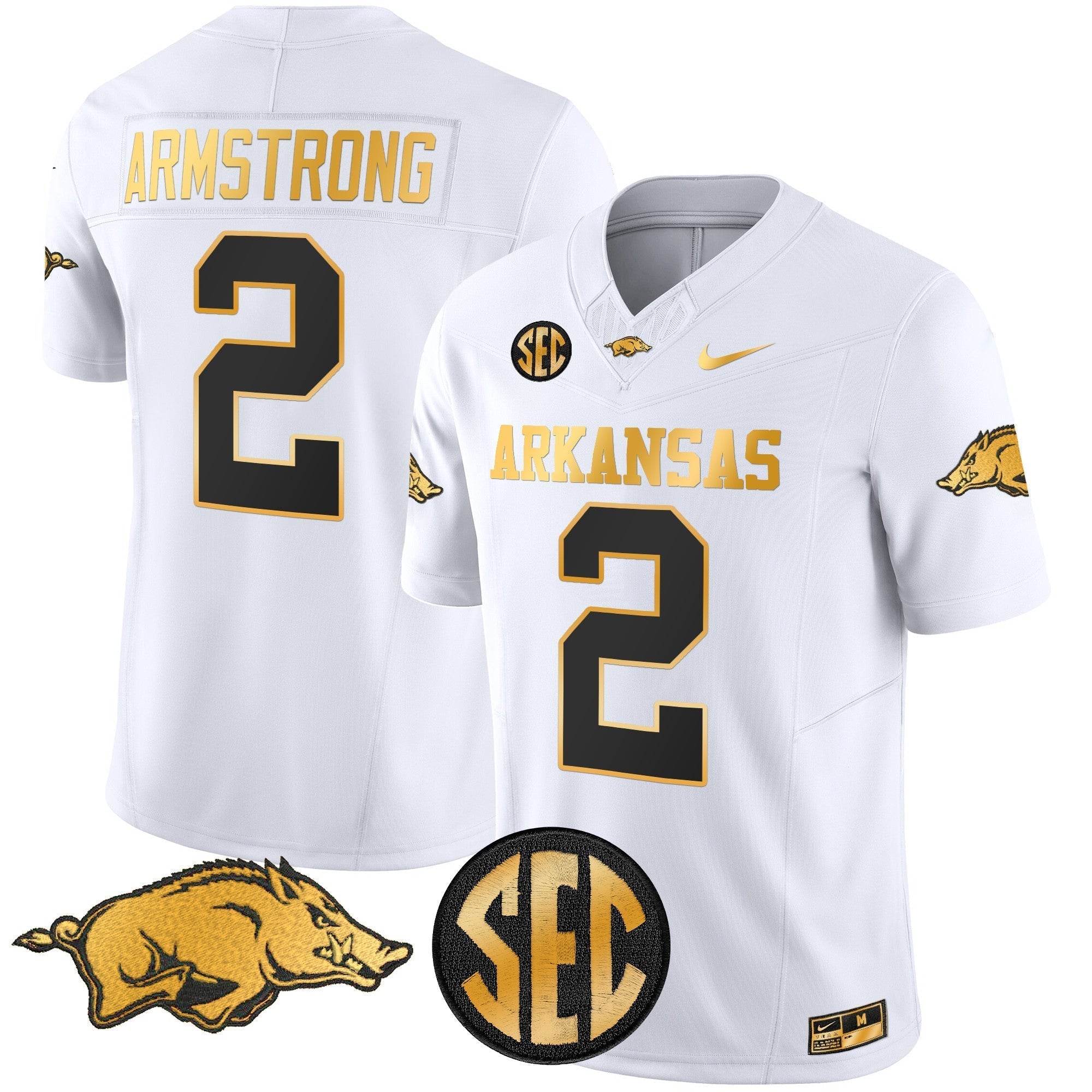 Men Arkansas Razorbacks Gold Vapor Limited Jersey - All Stitched