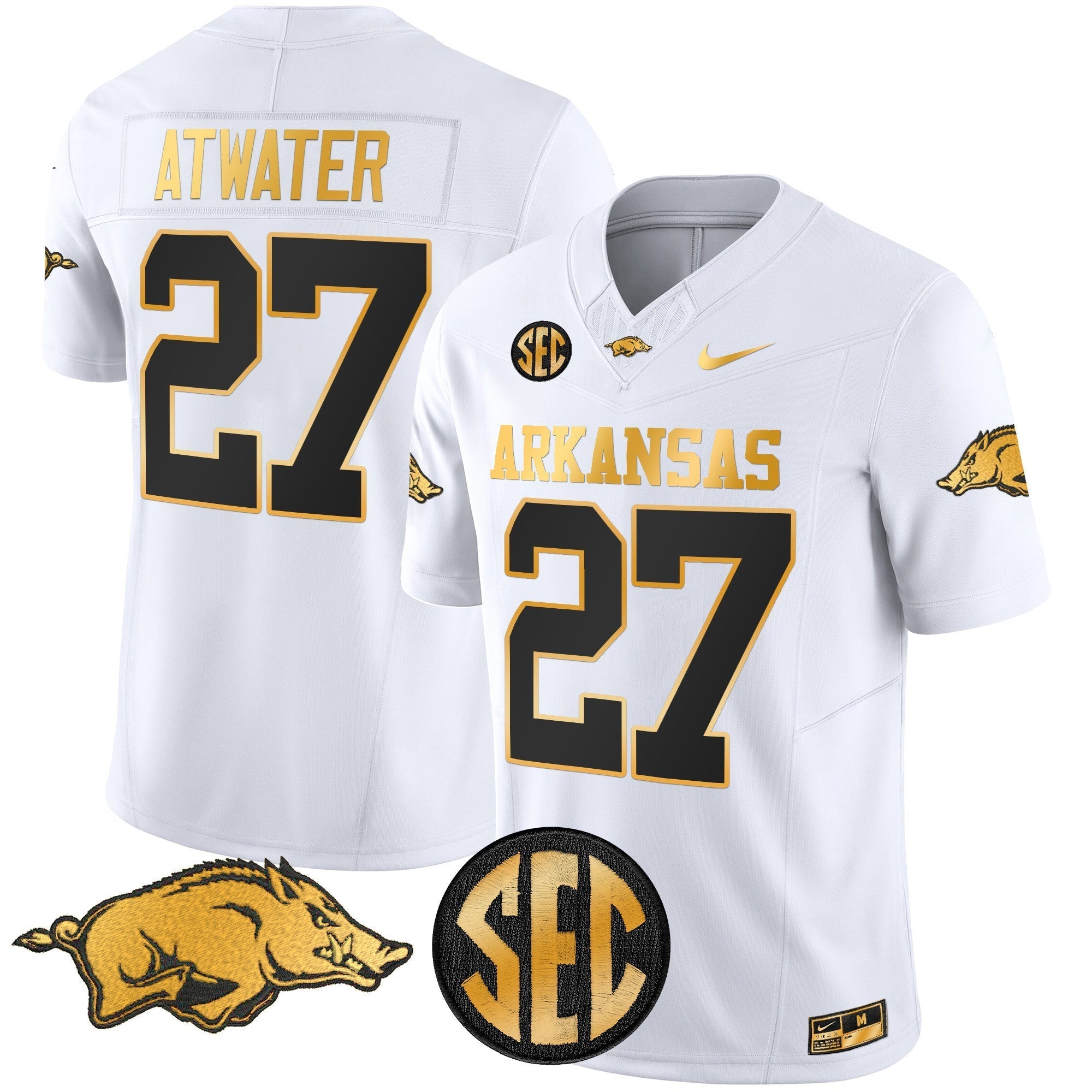 Men Arkansas Razorbacks Gold Vapor Limited Jersey - All Stitched