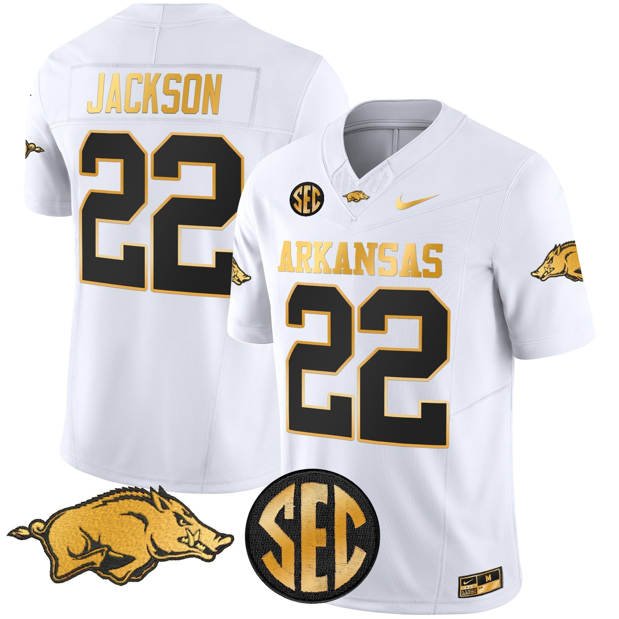 Men Arkansas Razorbacks Gold Vapor Limited Jersey - All Stitched
