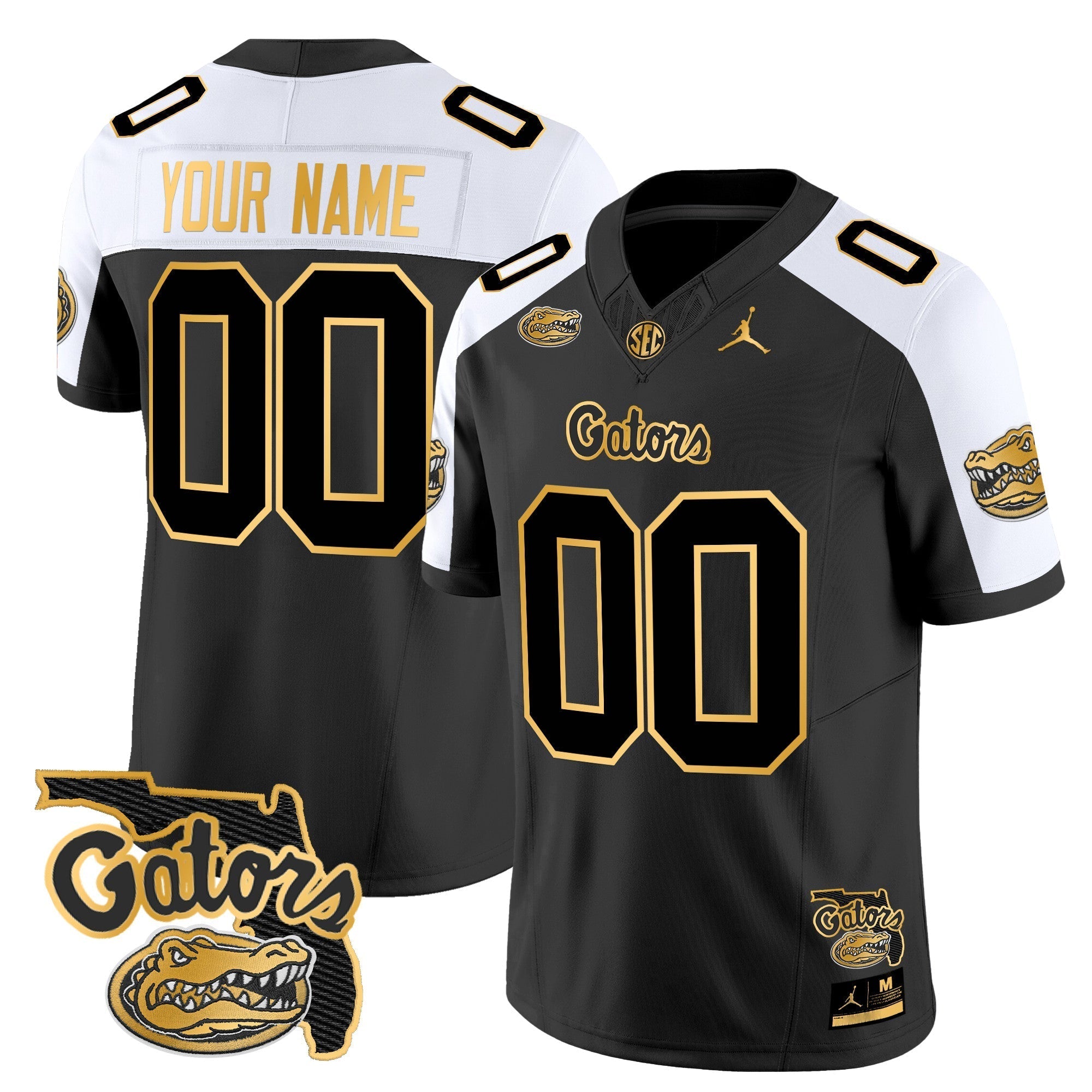 Custom Florida Gators 2024 Florida Patch Gold Vapor Limited Jersey - All Stitched