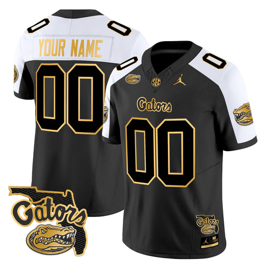 Custom Florida Gators 2024 Florida Patch Gold Vapor Limited Jersey - All Stitched