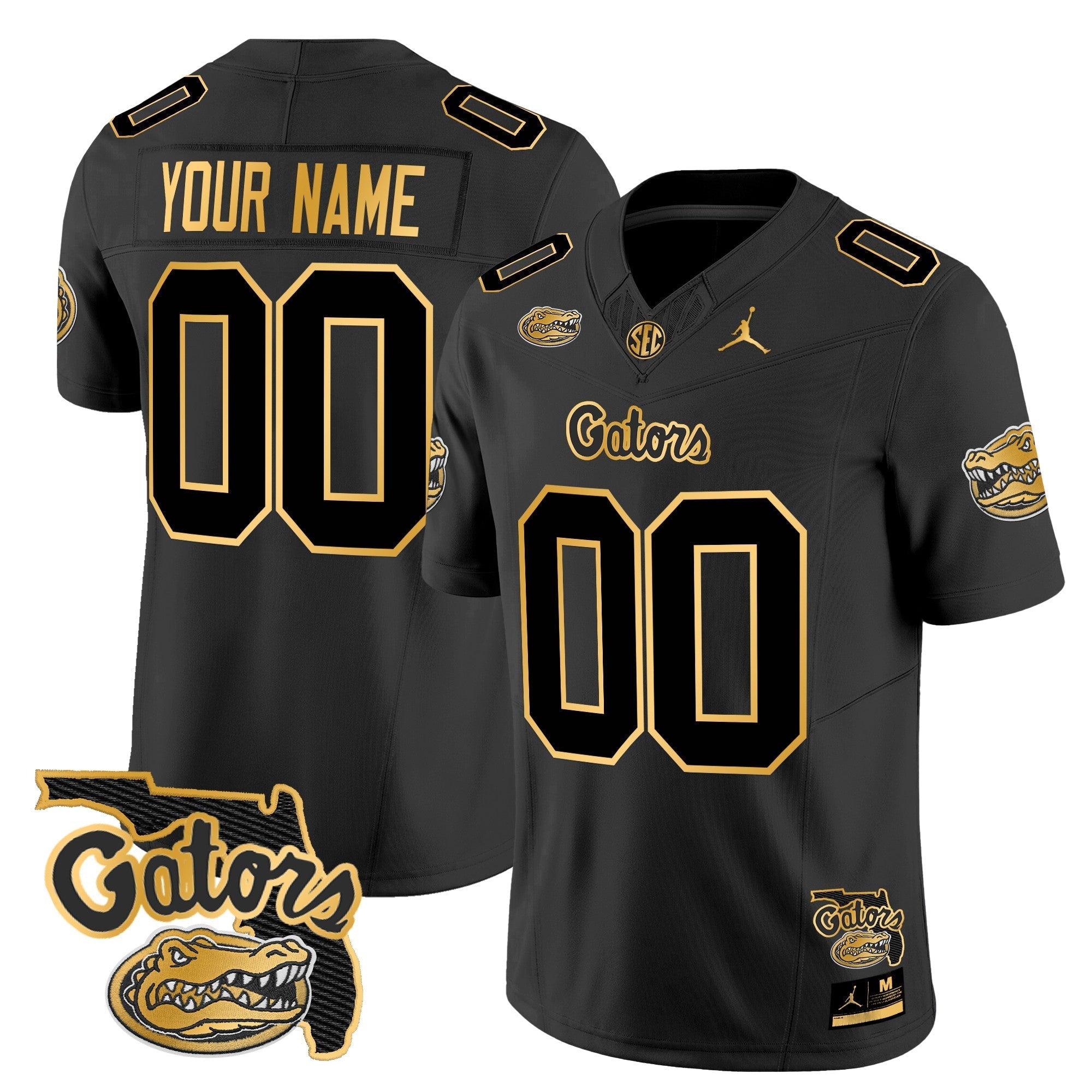 Custom Florida Gators 2024 Florida Patch Gold Vapor Limited Jersey - All Stitched