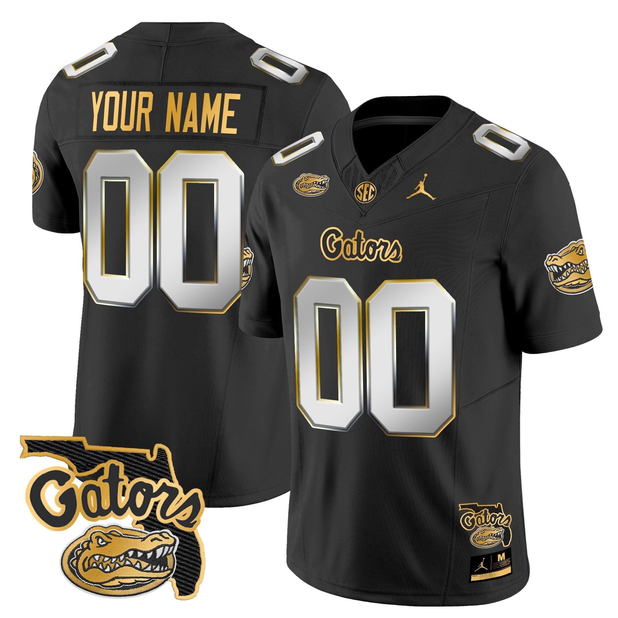 Custom Florida Gators 2024 Florida Patch Gold Vapor Limited Jersey - All Stitched