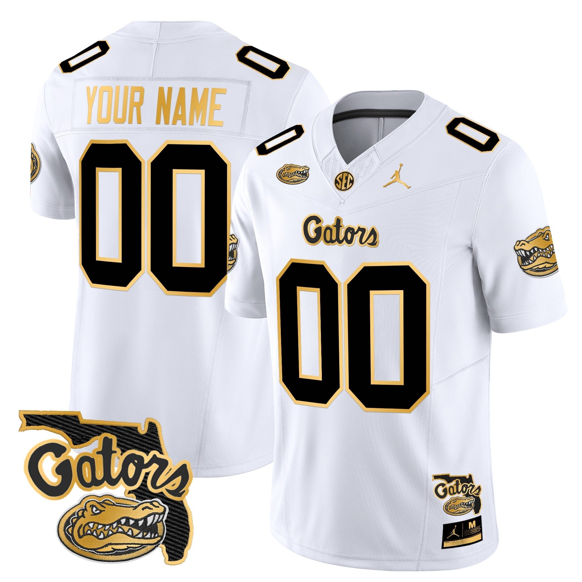 Custom Florida Gators 2024 Florida Patch Gold Vapor Limited Jersey - All Stitched