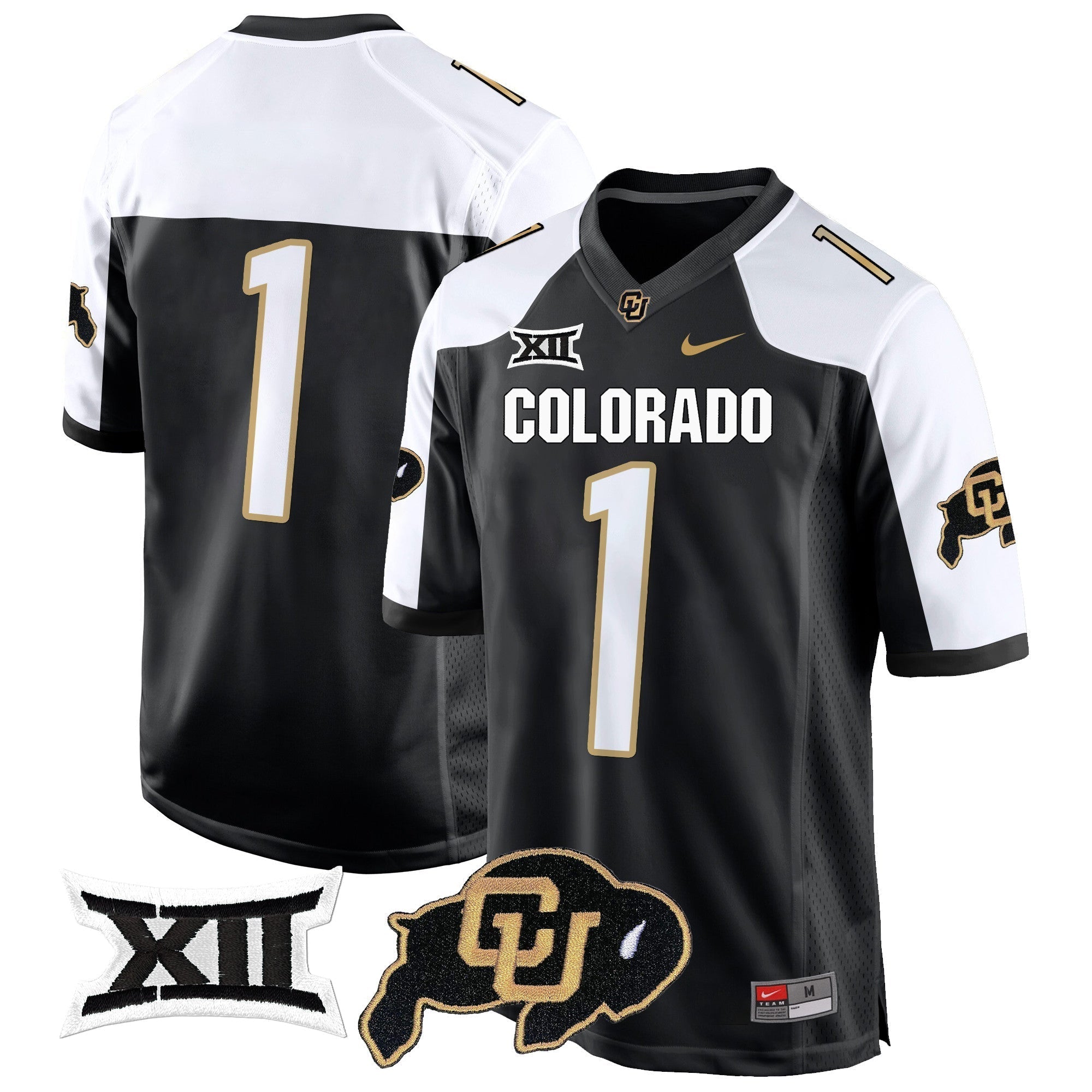 Men Colorado Buffaloes Big 12 XII Patch Game Jersey V2 - All Stitched