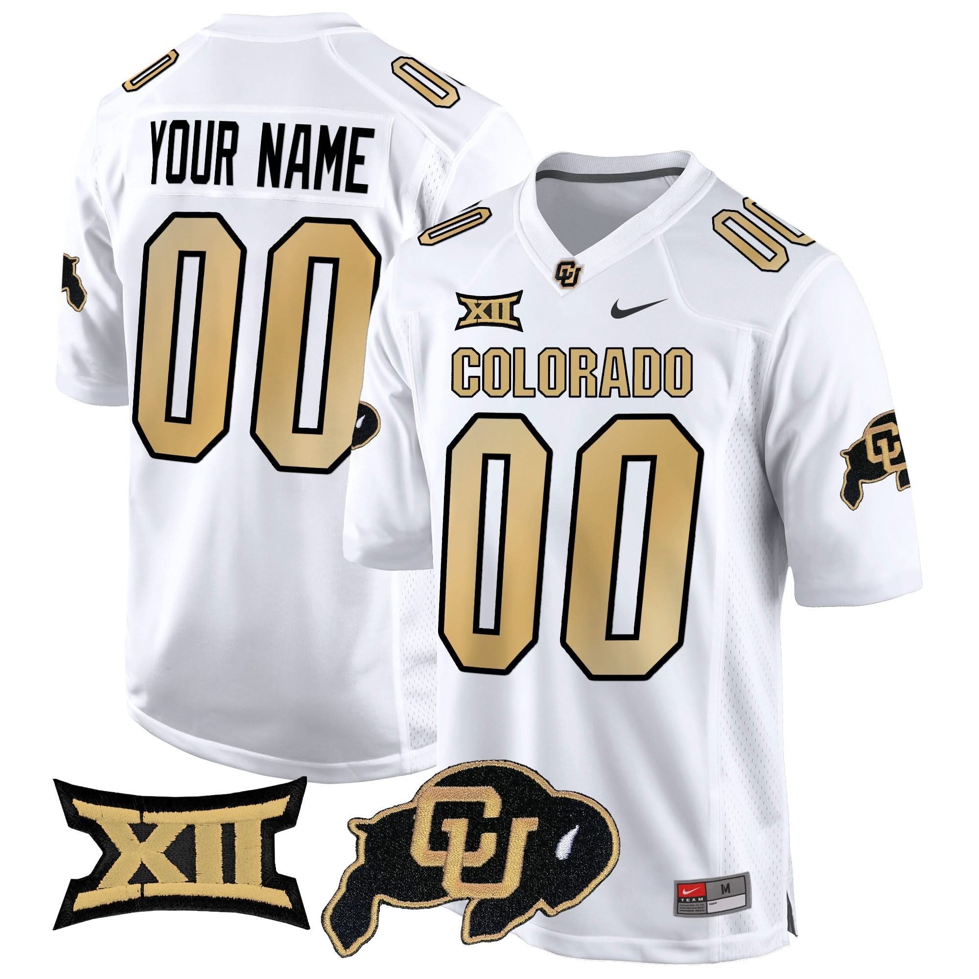 Custom Colorado Buffaloes Jersey Big 12 XII Patch Game V2 - All Stitched Colors
