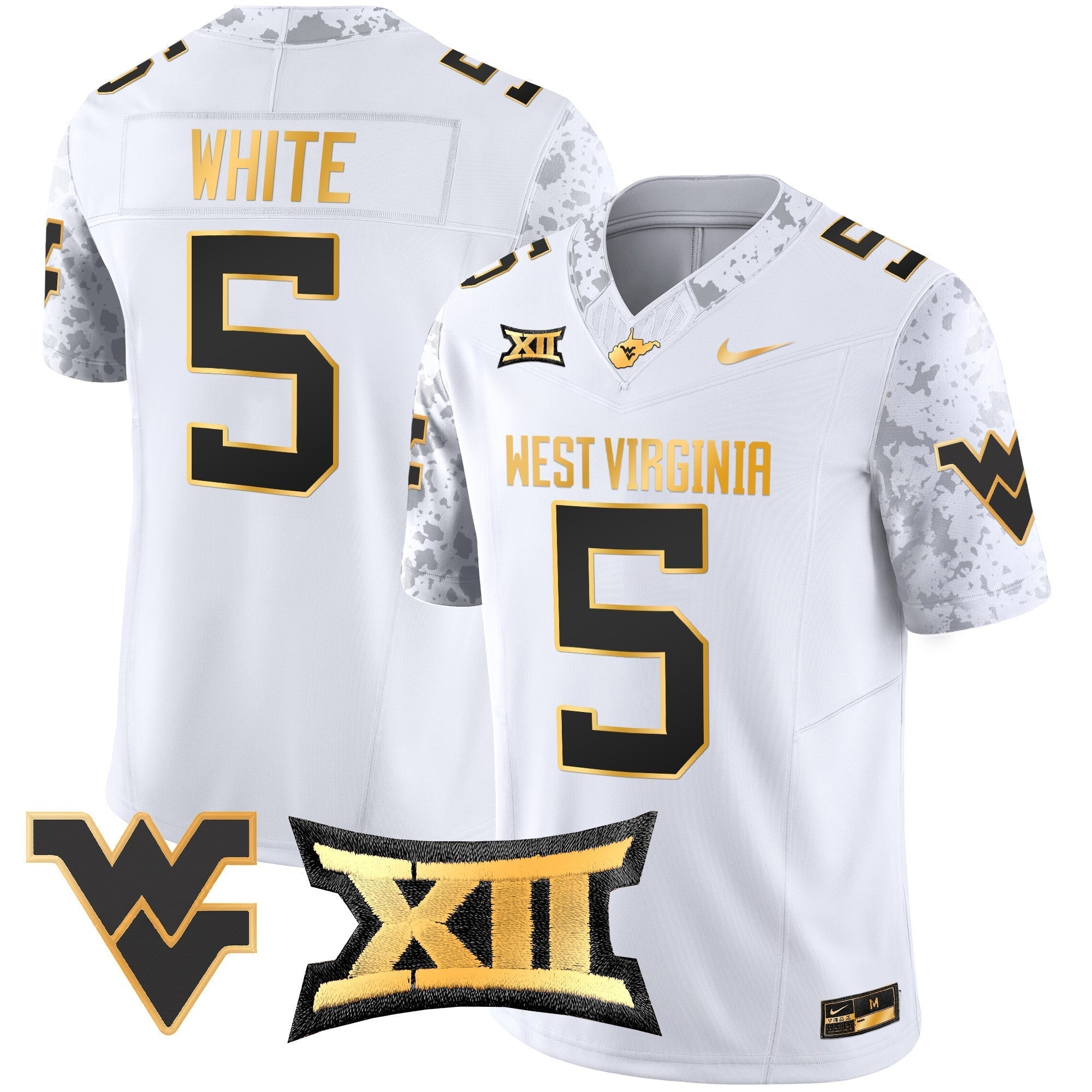 Men West Virginia Mountaineers 2024 Gold Vapor Limited Jersey - All Stitched