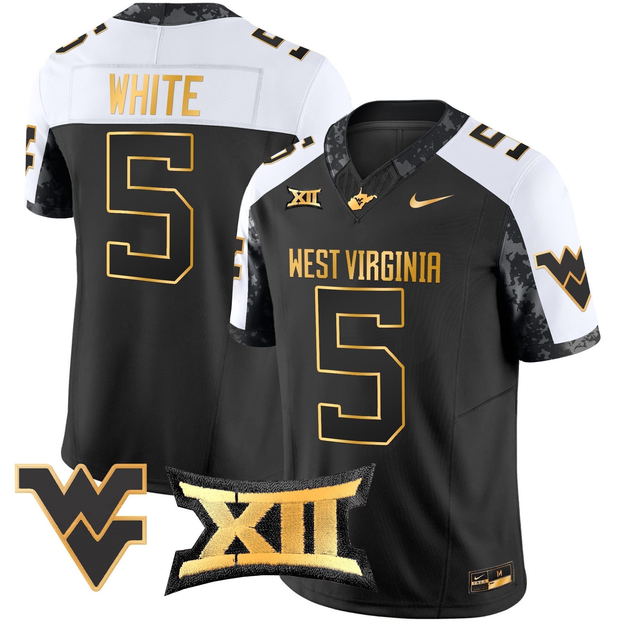 Men West Virginia Mountaineers 2024 Gold Vapor Limited Jersey - All Stitched