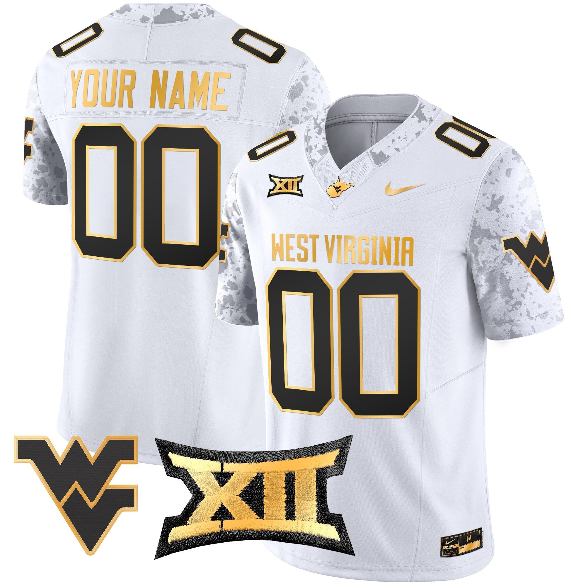 Custom West Virginia Mountaineers 2024 Gold Vapor Limited Jersey - All Stitched