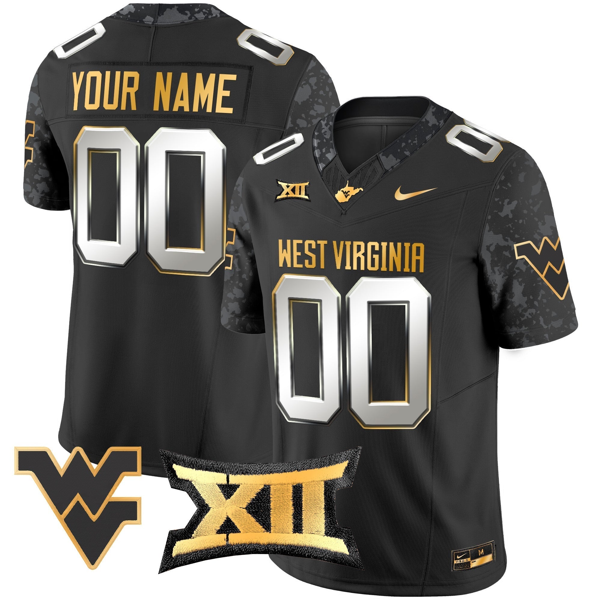 Custom West Virginia Mountaineers 2024 Gold Vapor Limited Jersey - All Stitched