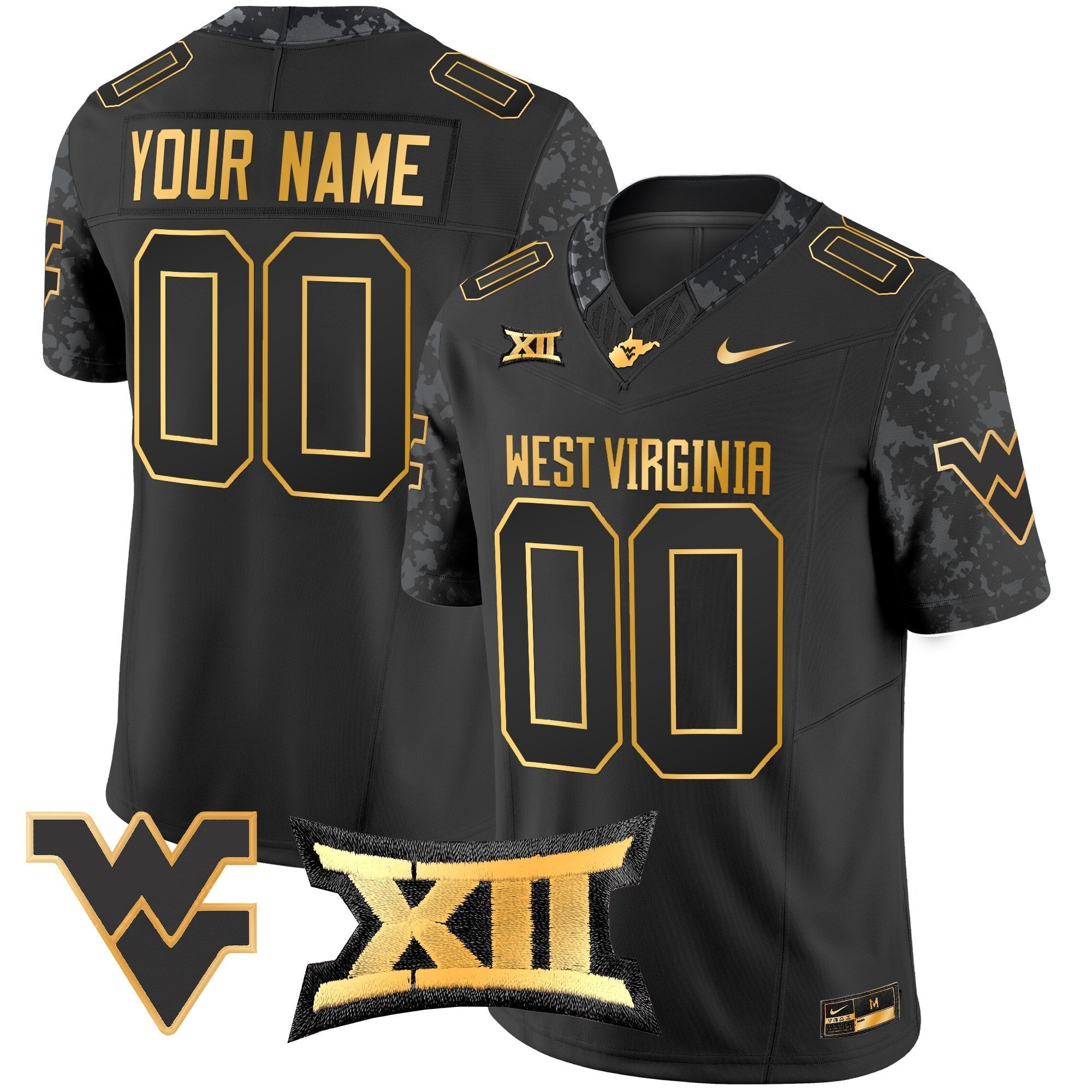 Custom West Virginia Mountaineers 2024 Gold Vapor Limited Jersey - All Stitched