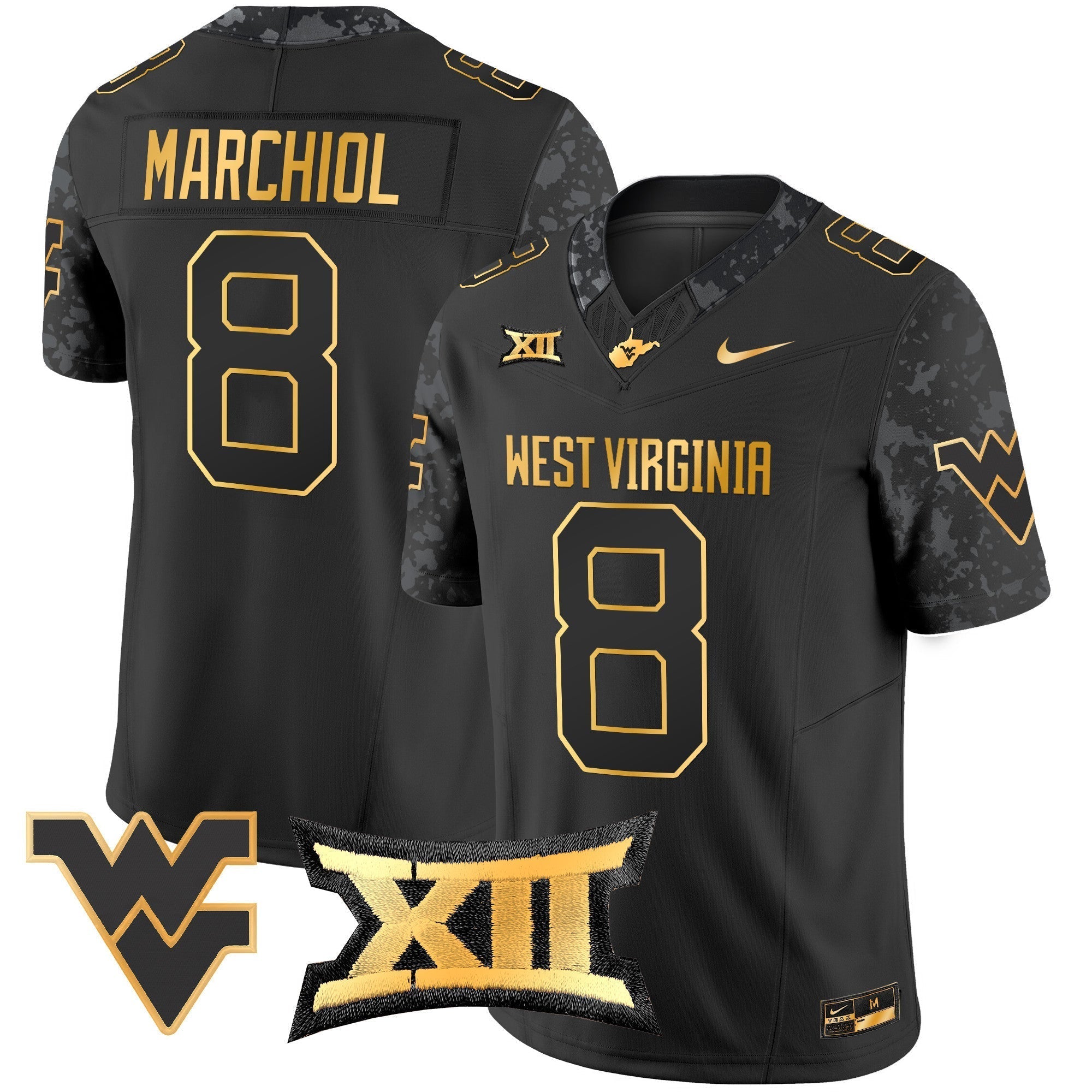 Men West Virginia Mountaineers 2024 Gold Vapor Limited Jersey - All Stitched