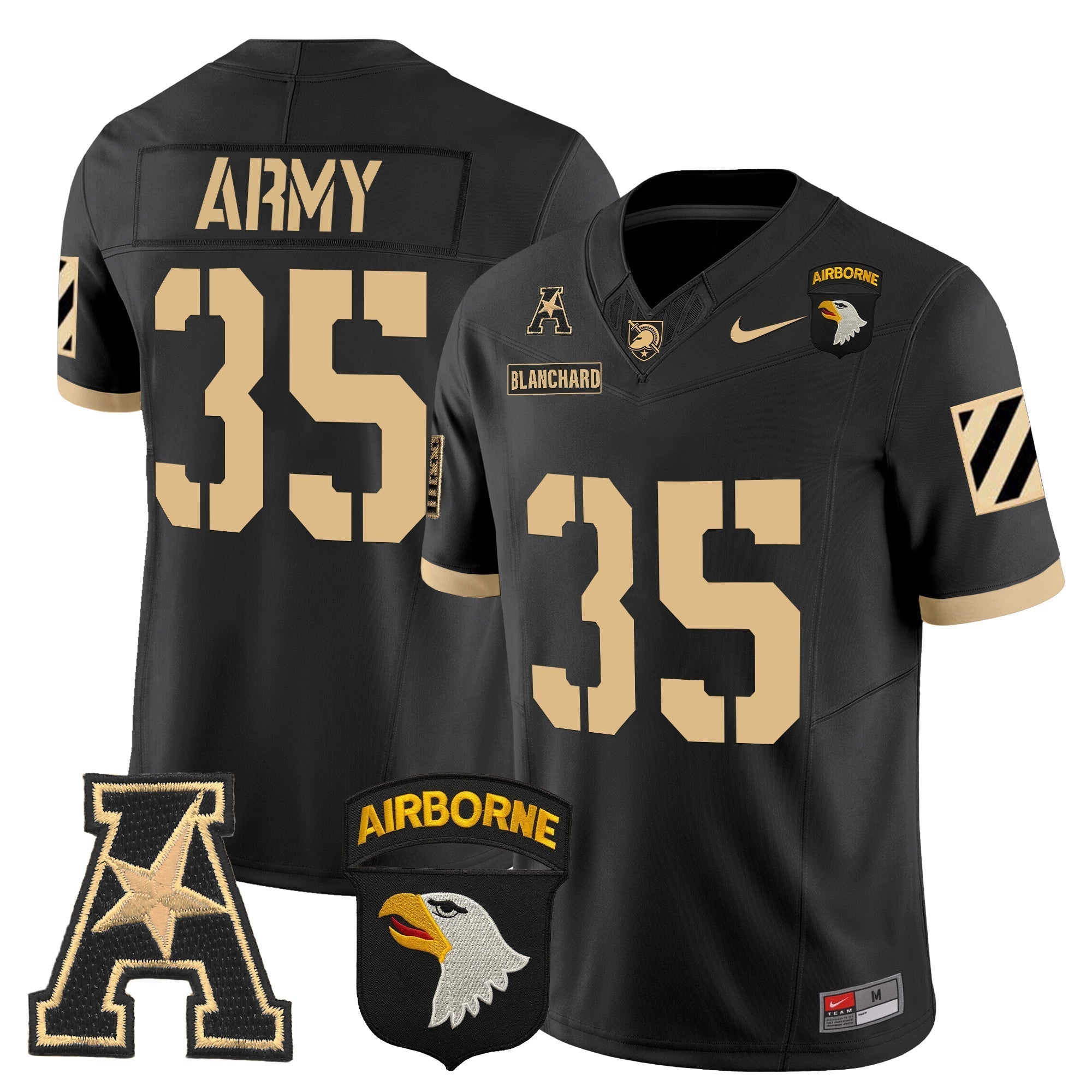 Men Army Black Knights 101st Airborne Division Patch 2024 Vapor Limited Jersey V3 - All Stitched