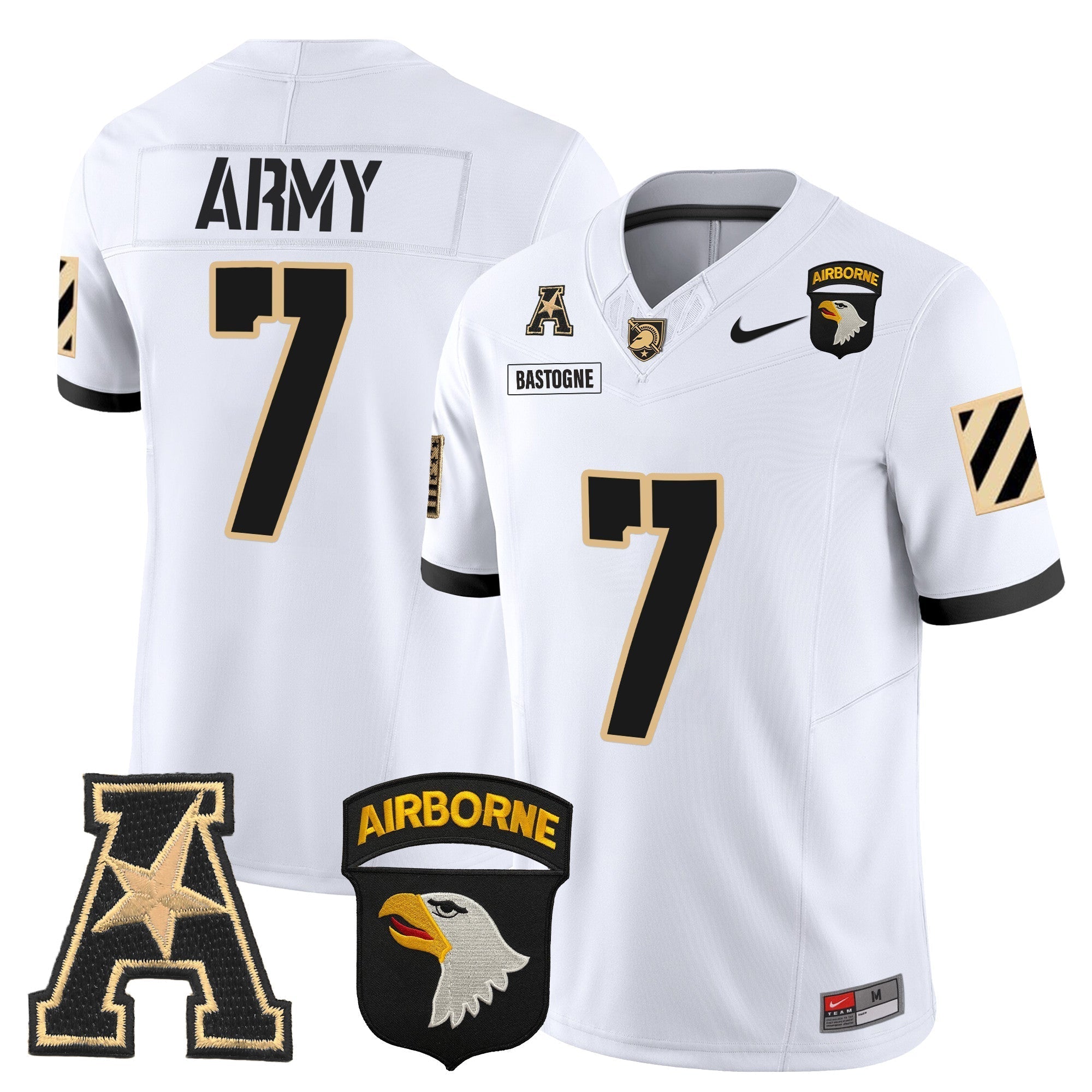 Men Army Black Knights 101st Airborne Division Patch 2024 Vapor Limited Jersey V3 - All Stitched