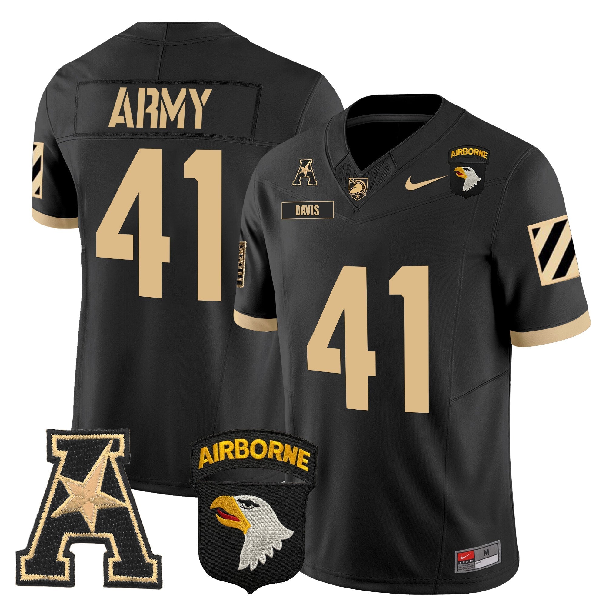 Men Army Black Knights 101st Airborne Division Patch 2024 Vapor Limited Jersey V3 - All Stitched