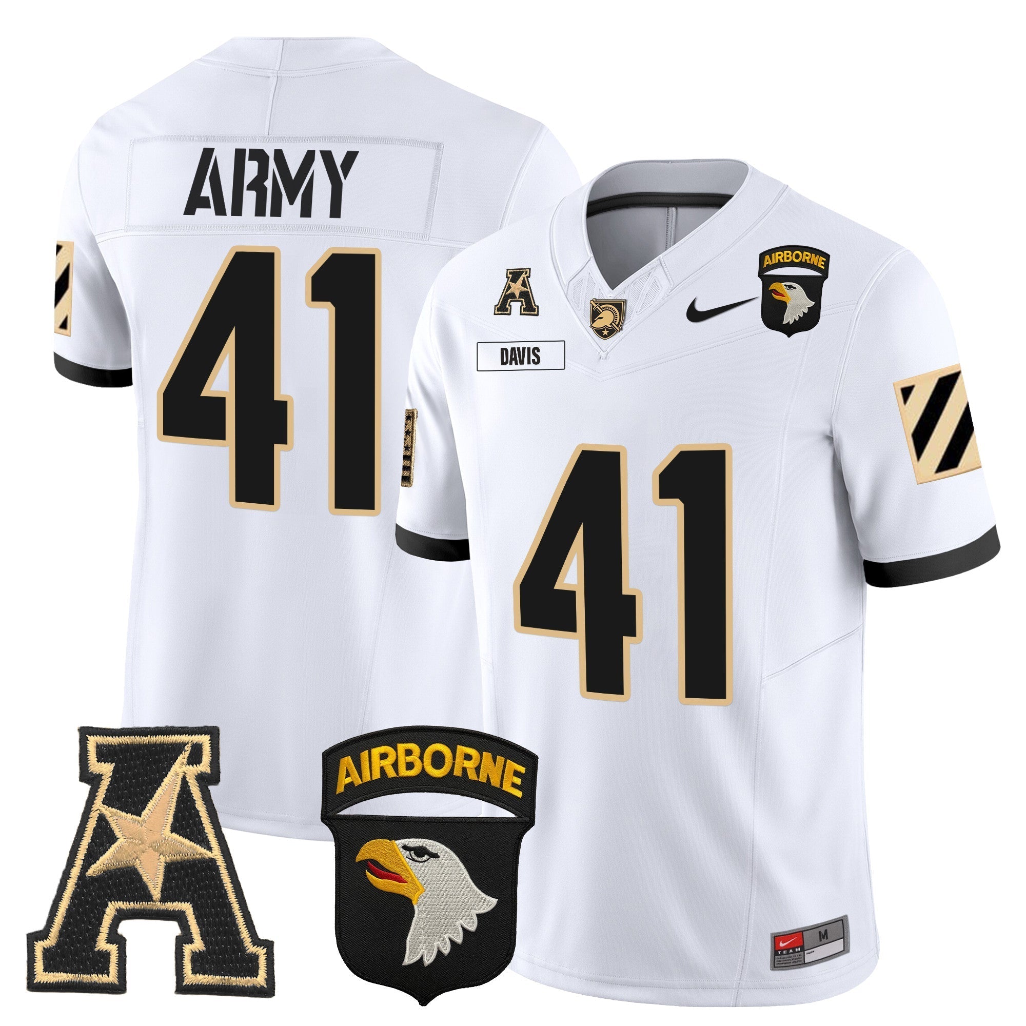 Men Army Black Knights 101st Airborne Division Patch 2024 Vapor Limited Jersey V3 - All Stitched