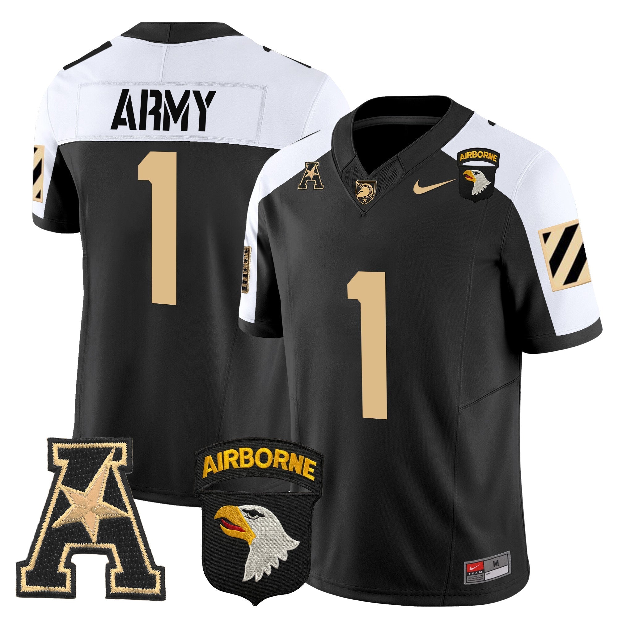 Men Army Black Knights 101st Airborne Division Patch 2024 Vapor Limited Jersey V3 - All Stitched