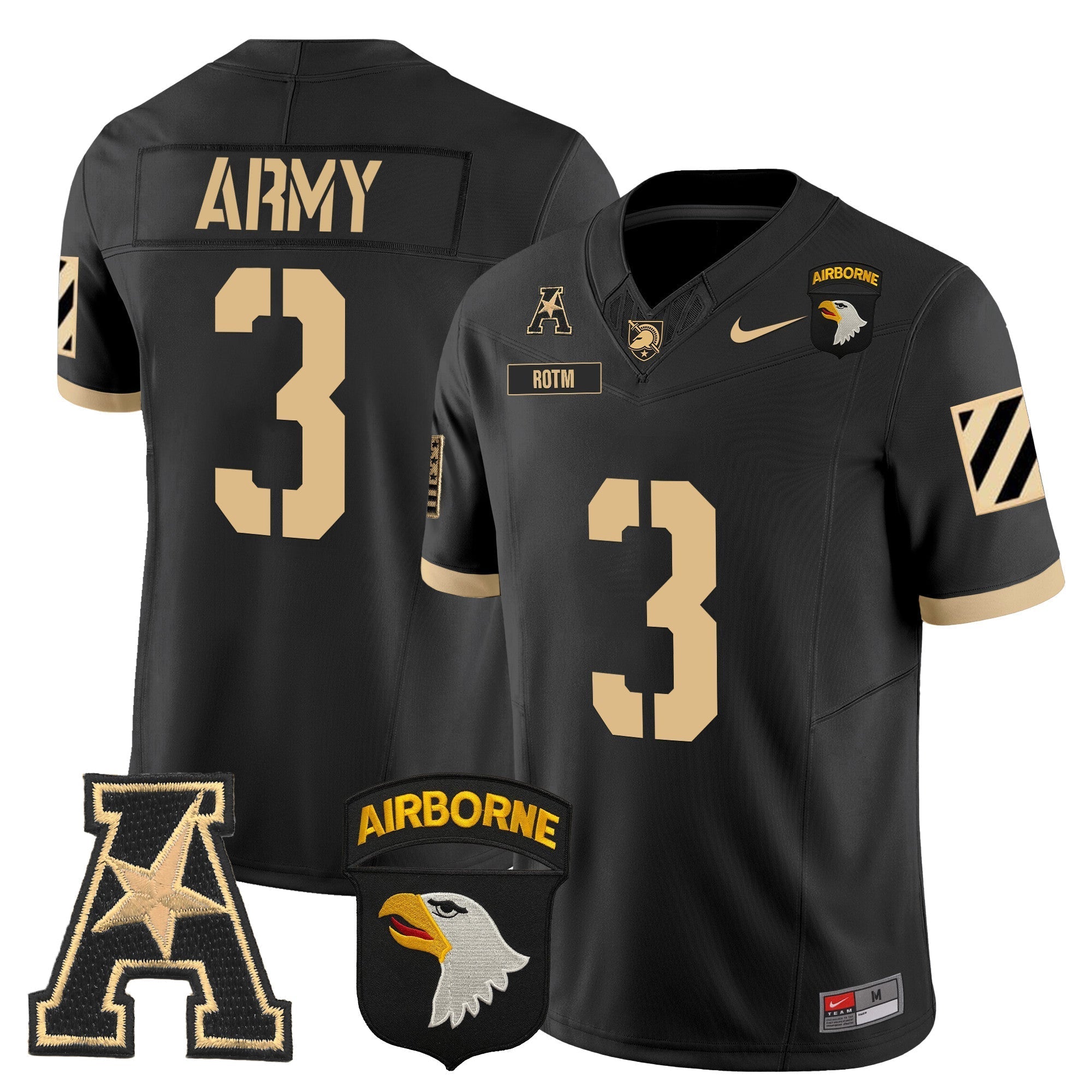 Men Army Black Knights 101st Airborne Division Patch 2024 Vapor Limited Jersey V3 - All Stitched