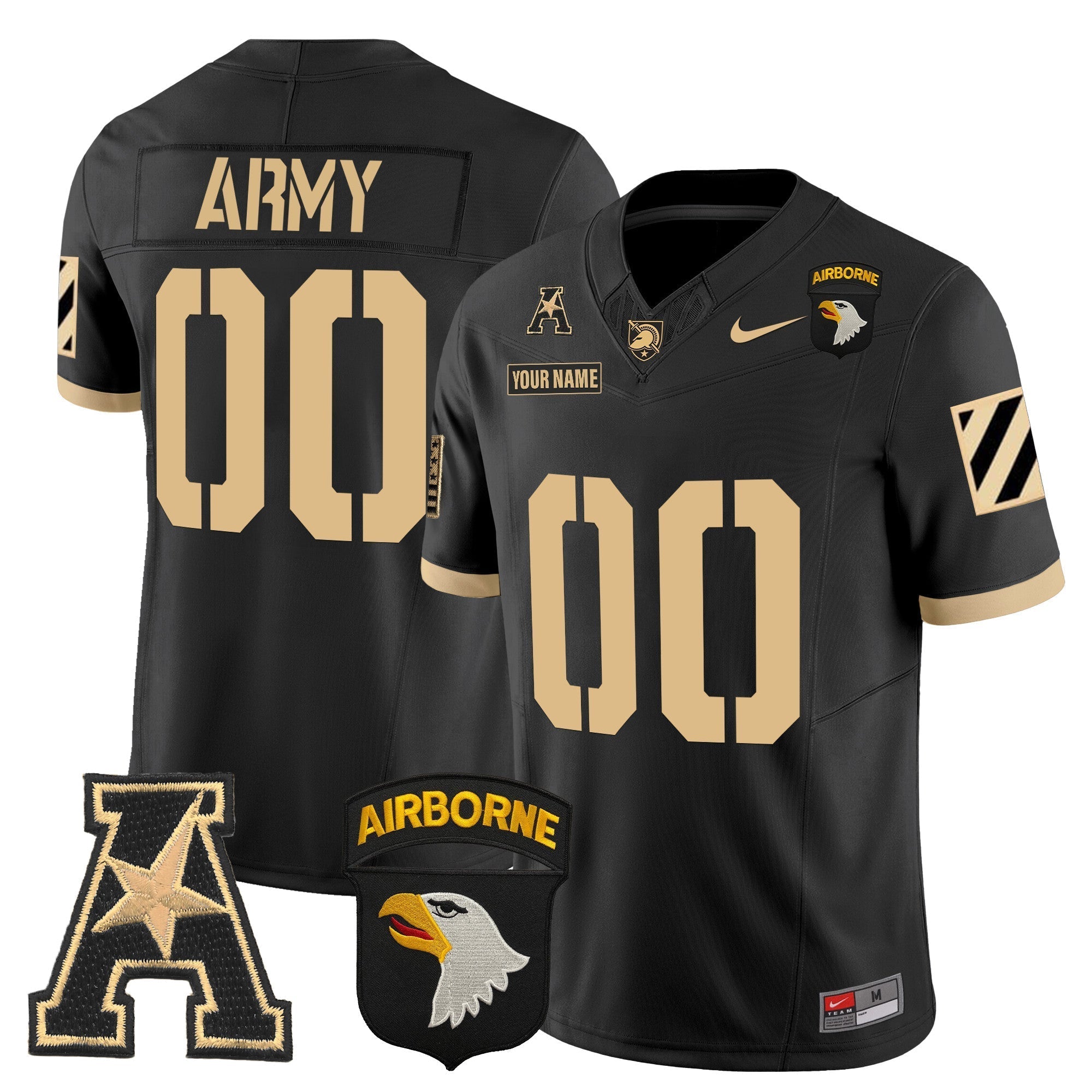 Custom Army Black Knights 101st Airborne Division Patch 2024 Vapor Limited Jersey V3 - All Stitched