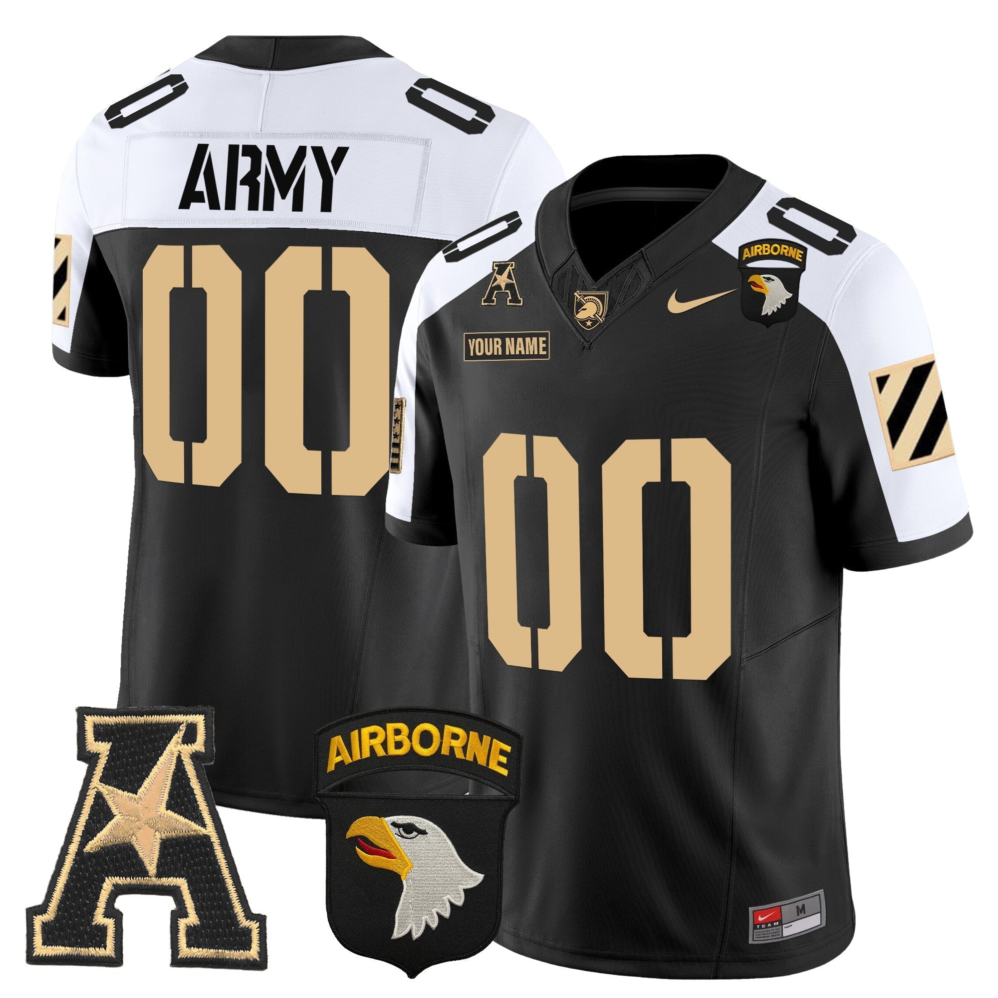 Custom Army Black Knights 101st Airborne Division Patch 2024 Vapor Limited Jersey V3 - All Stitched