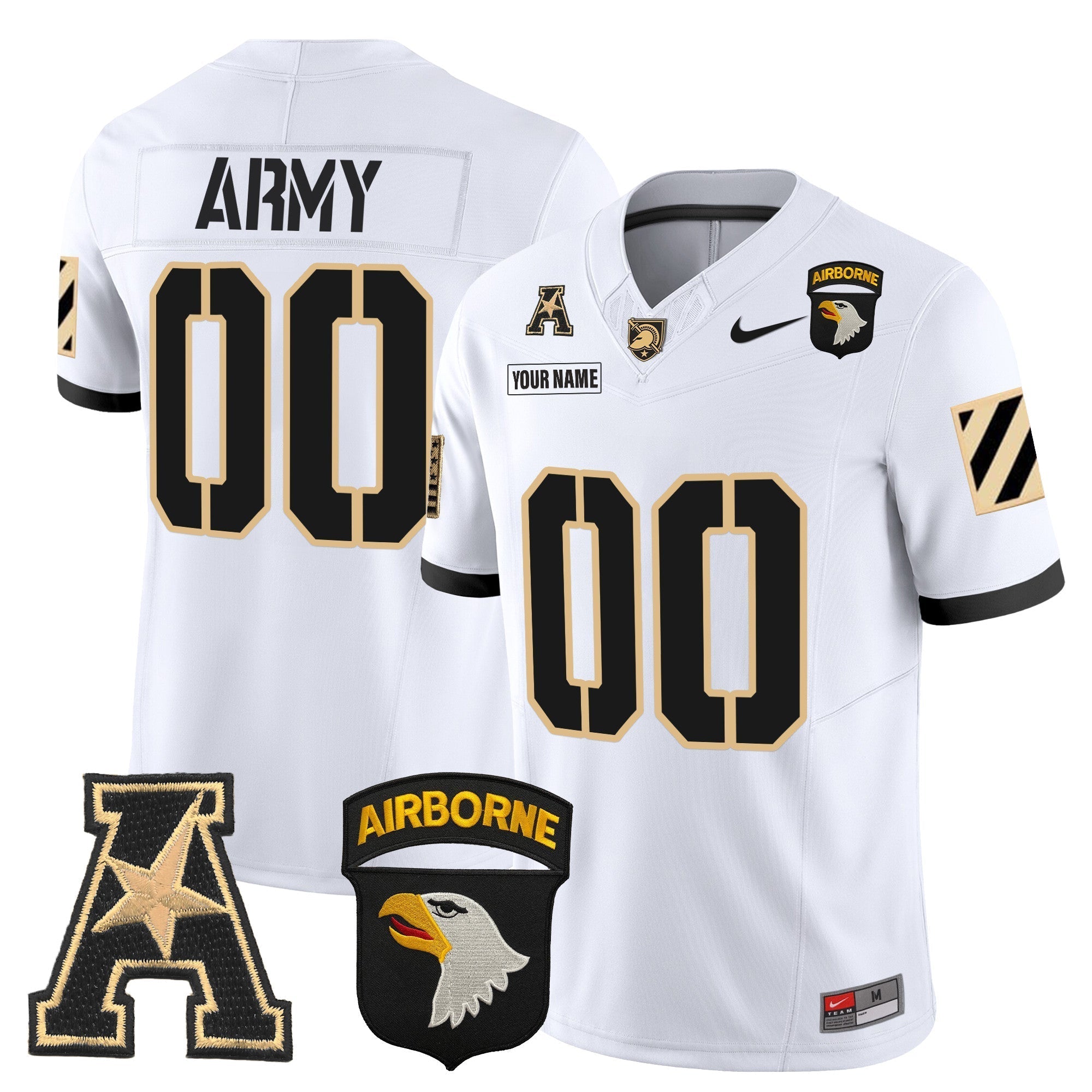 Custom Army Black Knights 101st Airborne Division Patch 2024 Vapor Limited Jersey V3 - All Stitched
